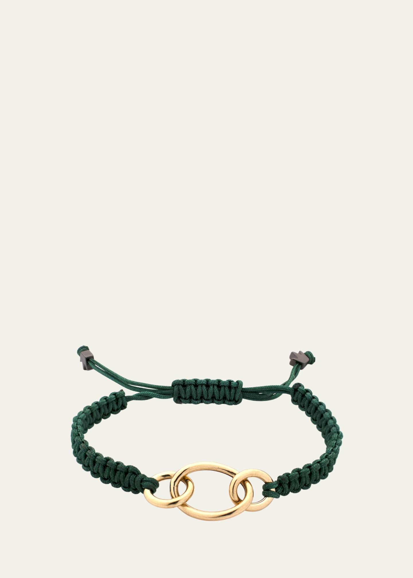FARAONE MENNELLA by R.F.M.A.S. Nodi 18K Yellow Gold Triple Loop Macrame Bracelet, Dark Green