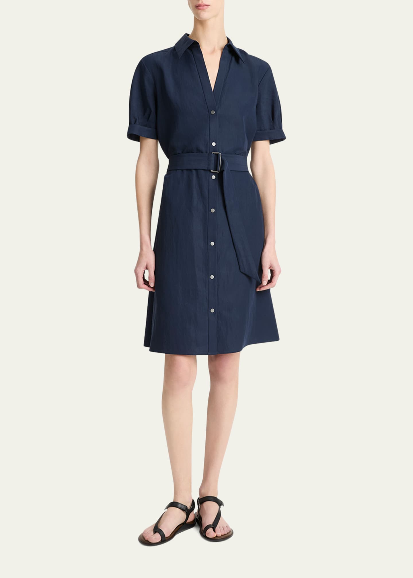 Vince Short-Sleeve Belted Shirtdress Image 2 of 3