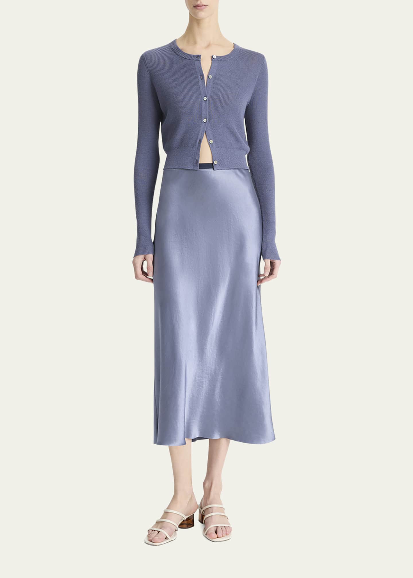 Vince Contrast Waistband Satin Slip Skirt Image 2 of 3