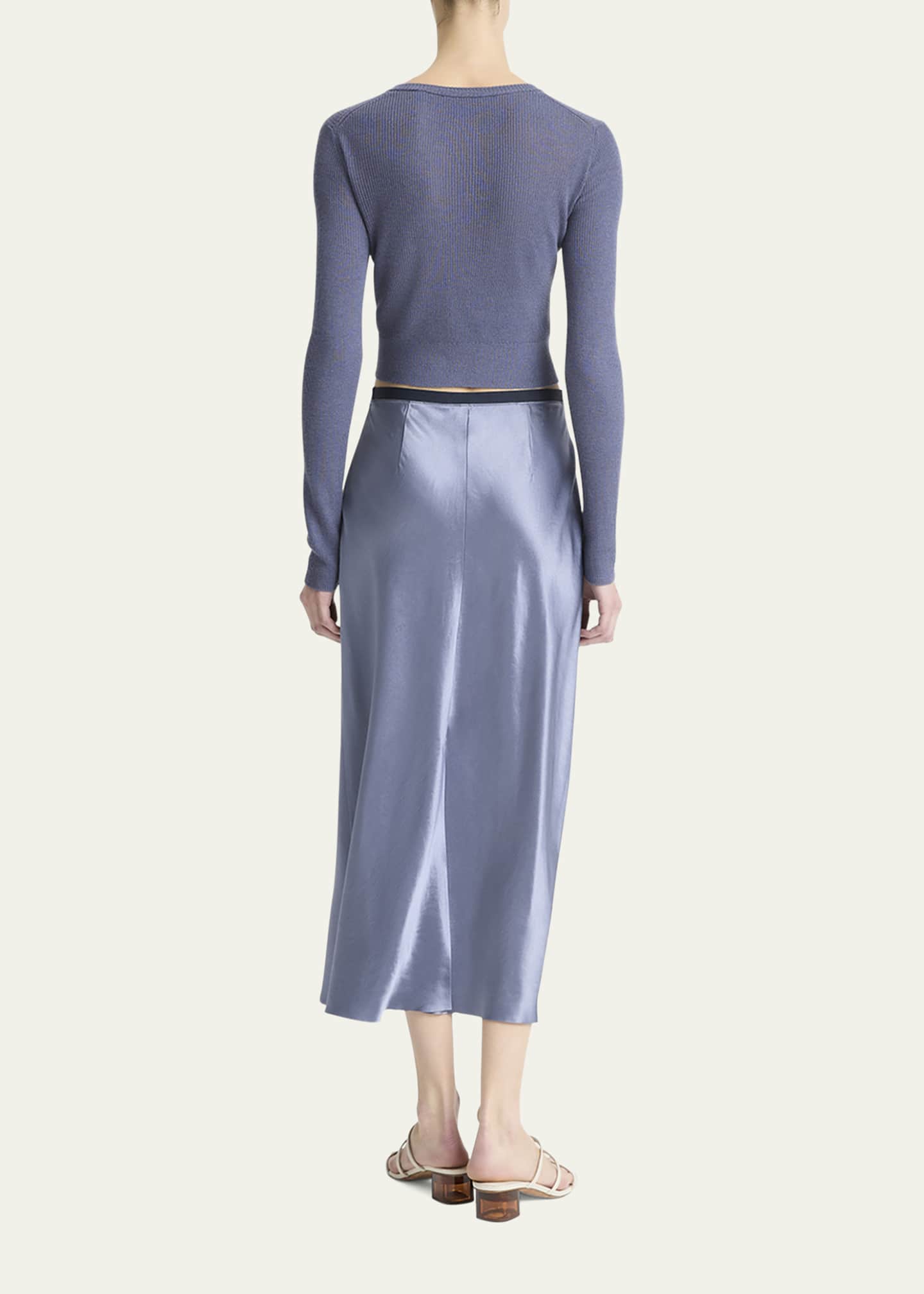 Vince Contrast Waistband Satin Slip Skirt Image 3 of 3