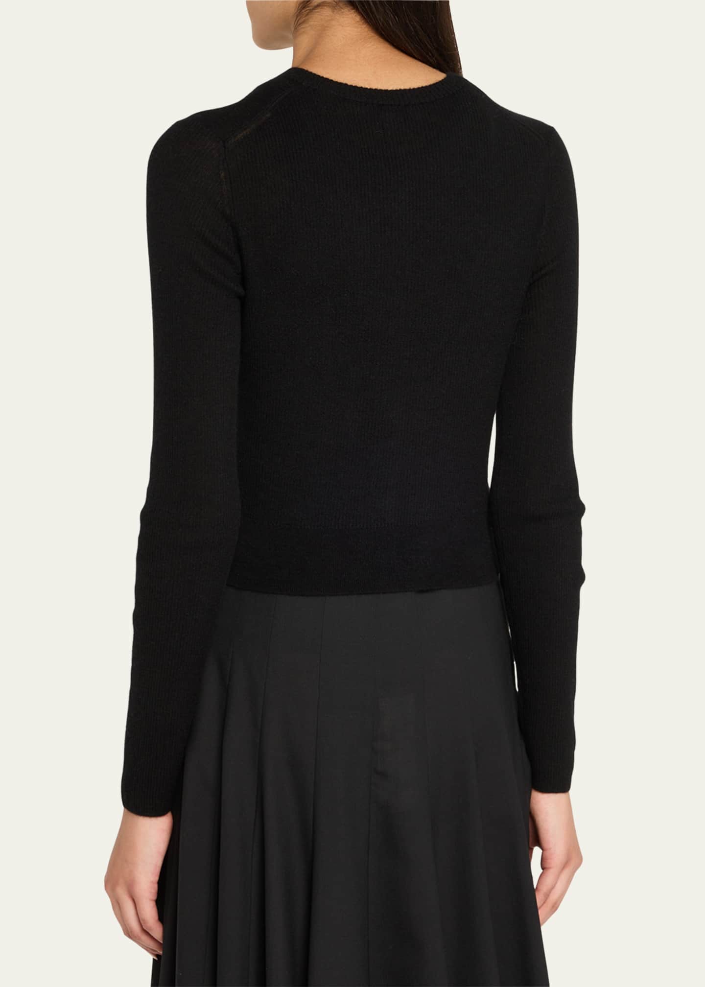 Vince Slim Ribbed Silk-Cashmere Cardigan Image 3 of 5
