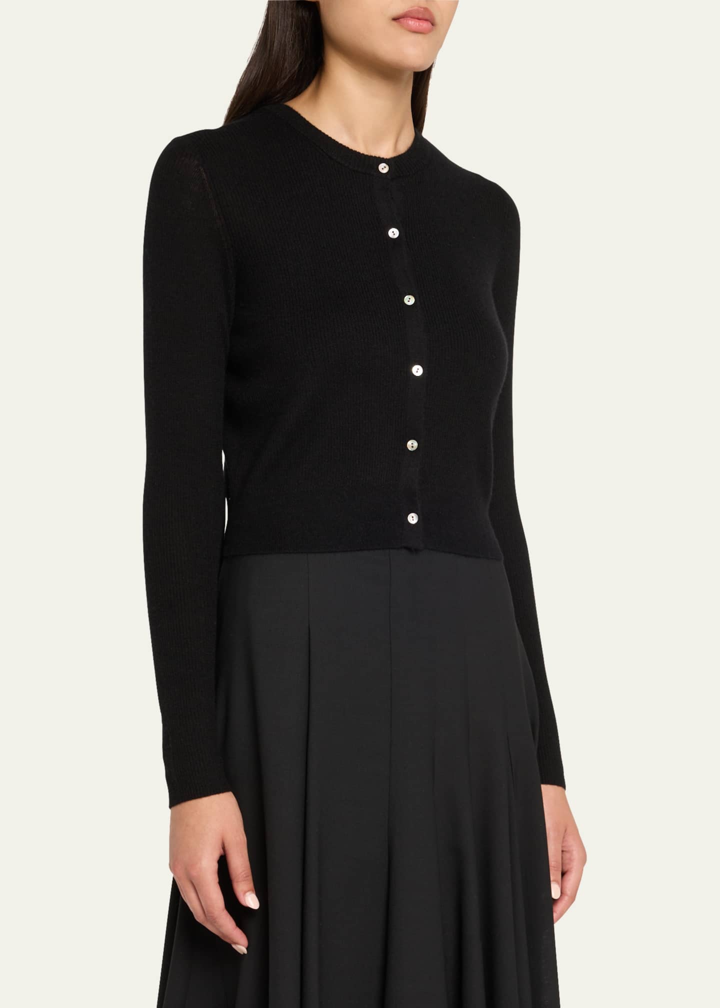 Vince Slim Ribbed Silk-Cashmere Cardigan Image 4 of 5