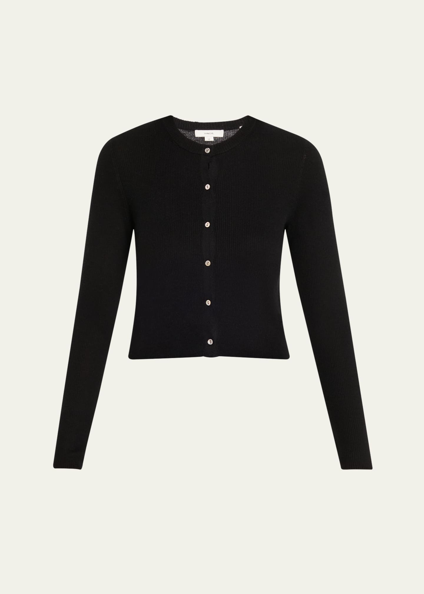 Vince Slim Ribbed Silk-Cashmere Cardigan Image 1 of 5