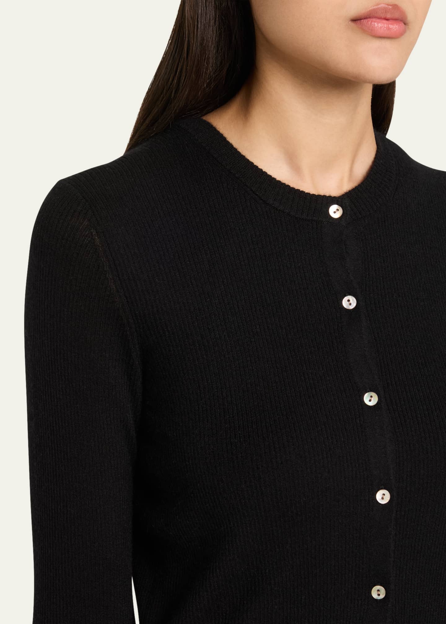 Vince Slim Ribbed Silk-Cashmere Cardigan Image 5 of 5