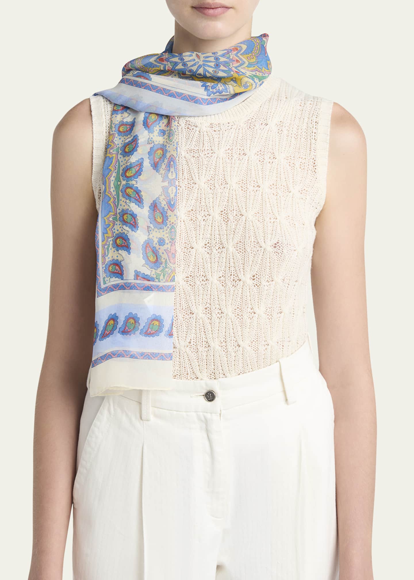 Etro Tosca Paisley-Print Silk Scarf Image 3 of 4