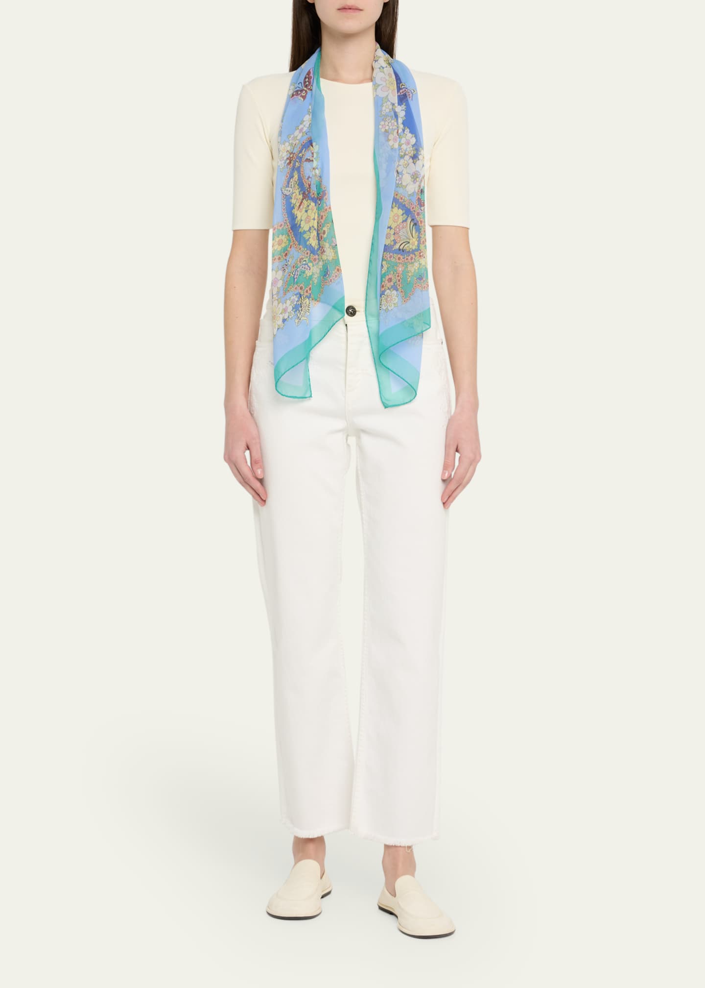 Etro Tosca Paisley-Print Silk Scarf Image 2 of 4