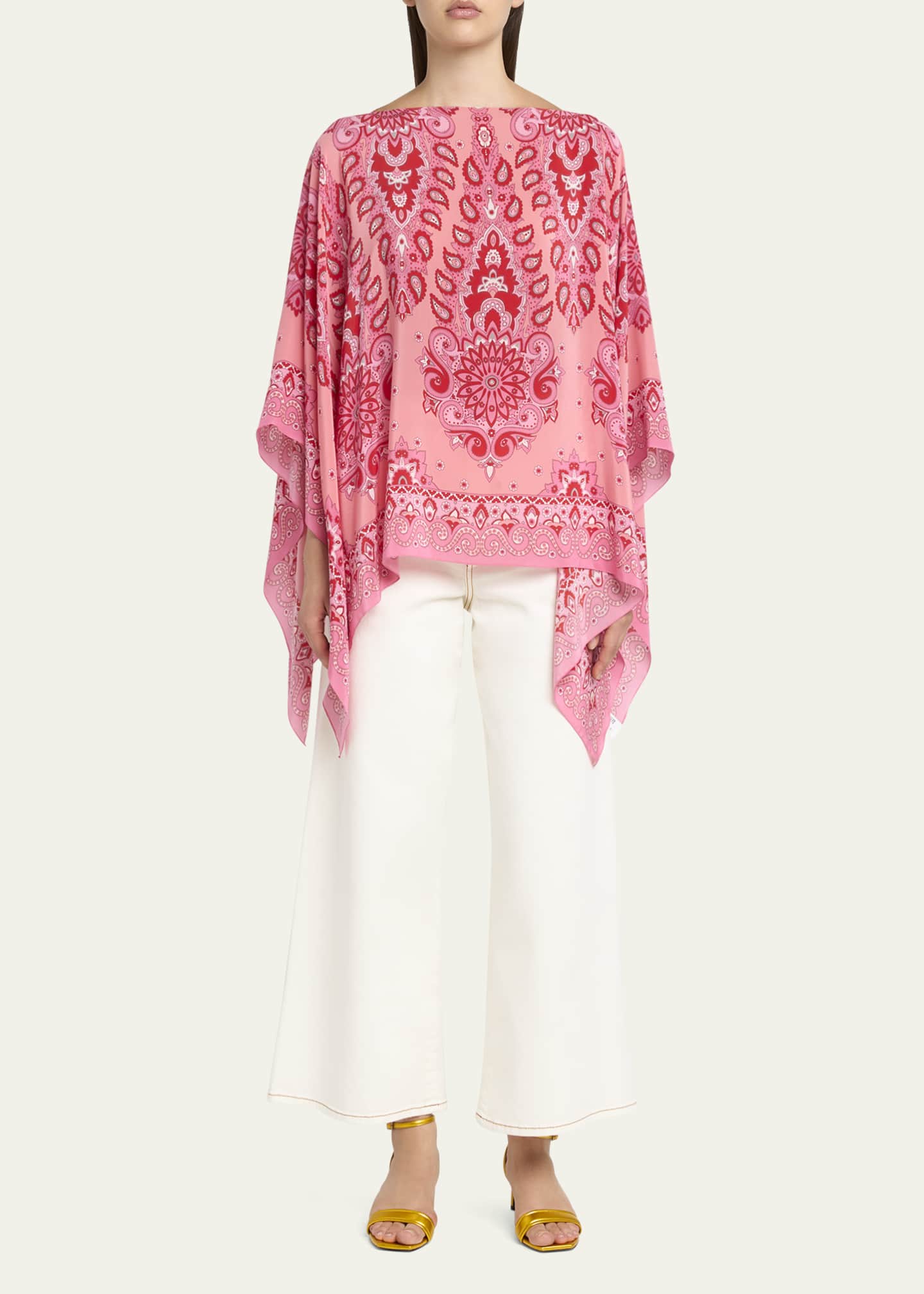 Etro Pink Paisley Silk Poncho Image 2 of 5