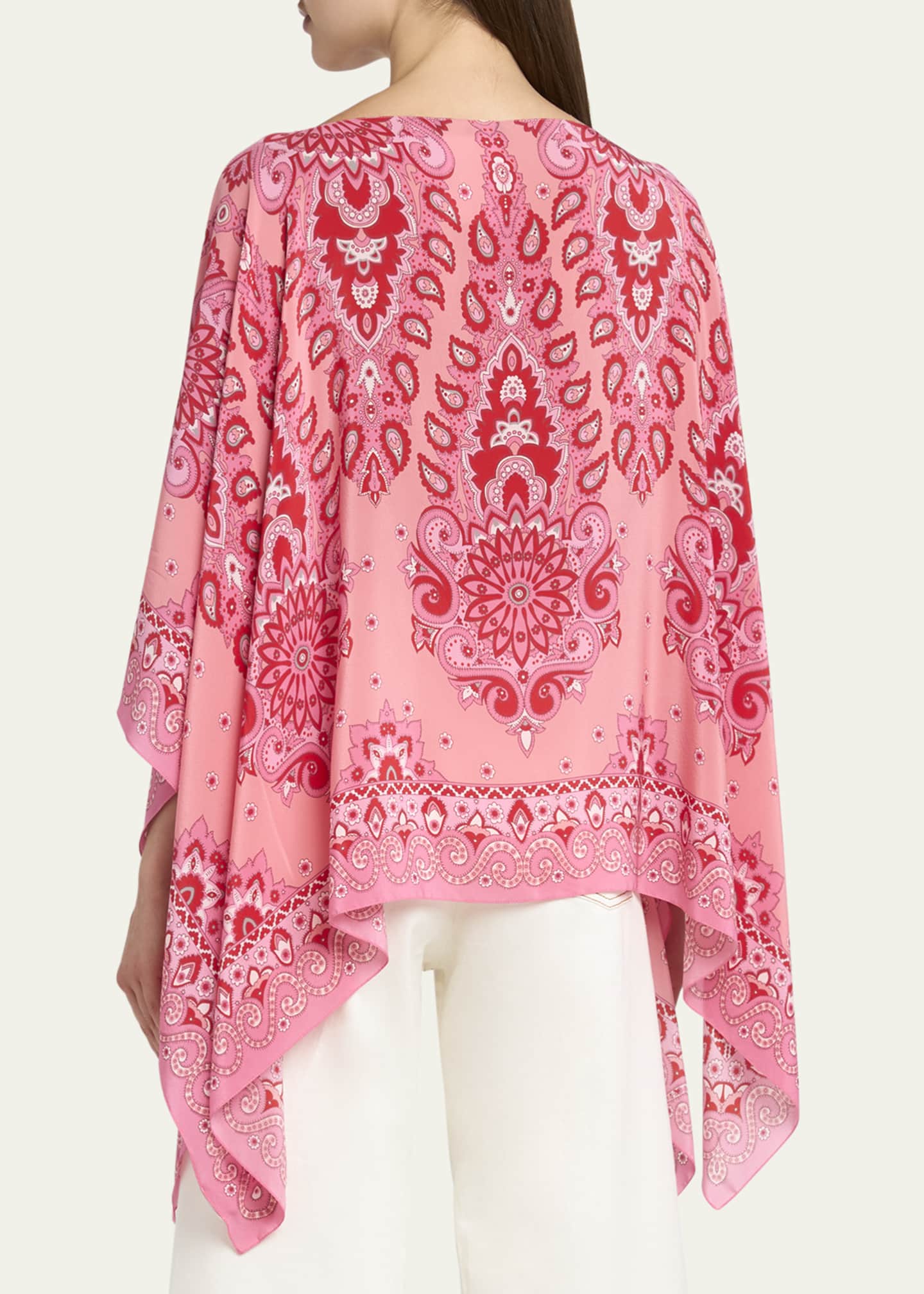 Etro Pink Paisley Silk Poncho Image 3 of 5