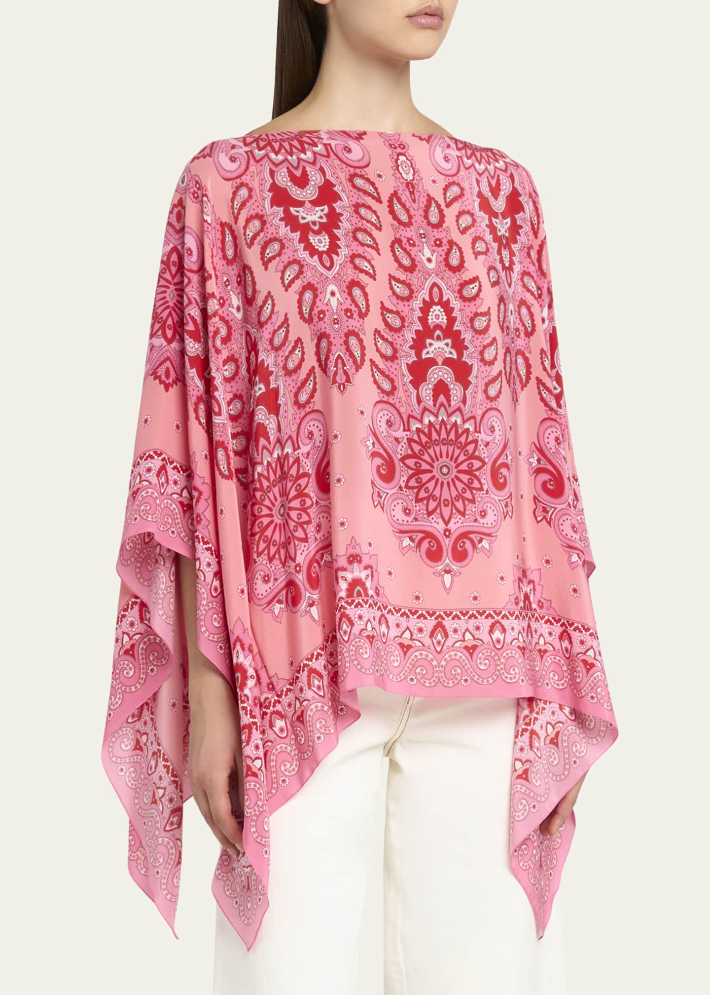 Etro Pink Paisley Silk Poncho Image 4 of 5