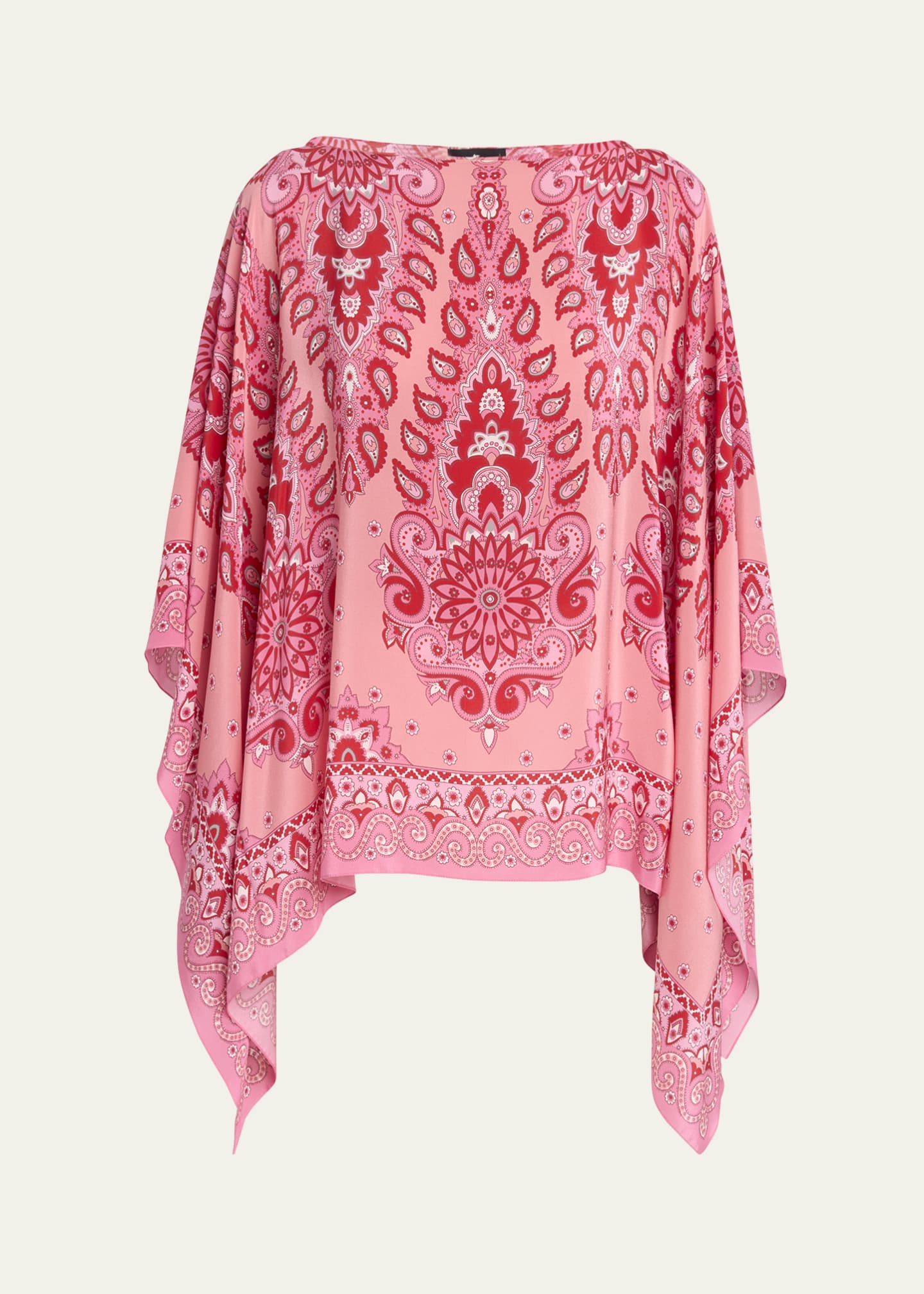 Etro Pink Paisley Silk Poncho Image 1 of 5