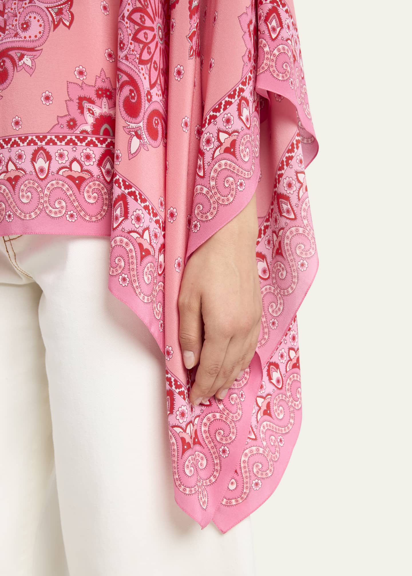 Etro Pink Paisley Silk Poncho Image 5 of 5