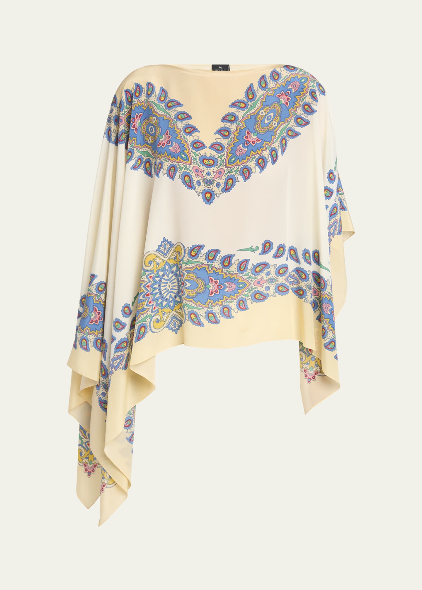 Etro Paisley-Print Silk Asymmetric Poncho Image 1 of 5