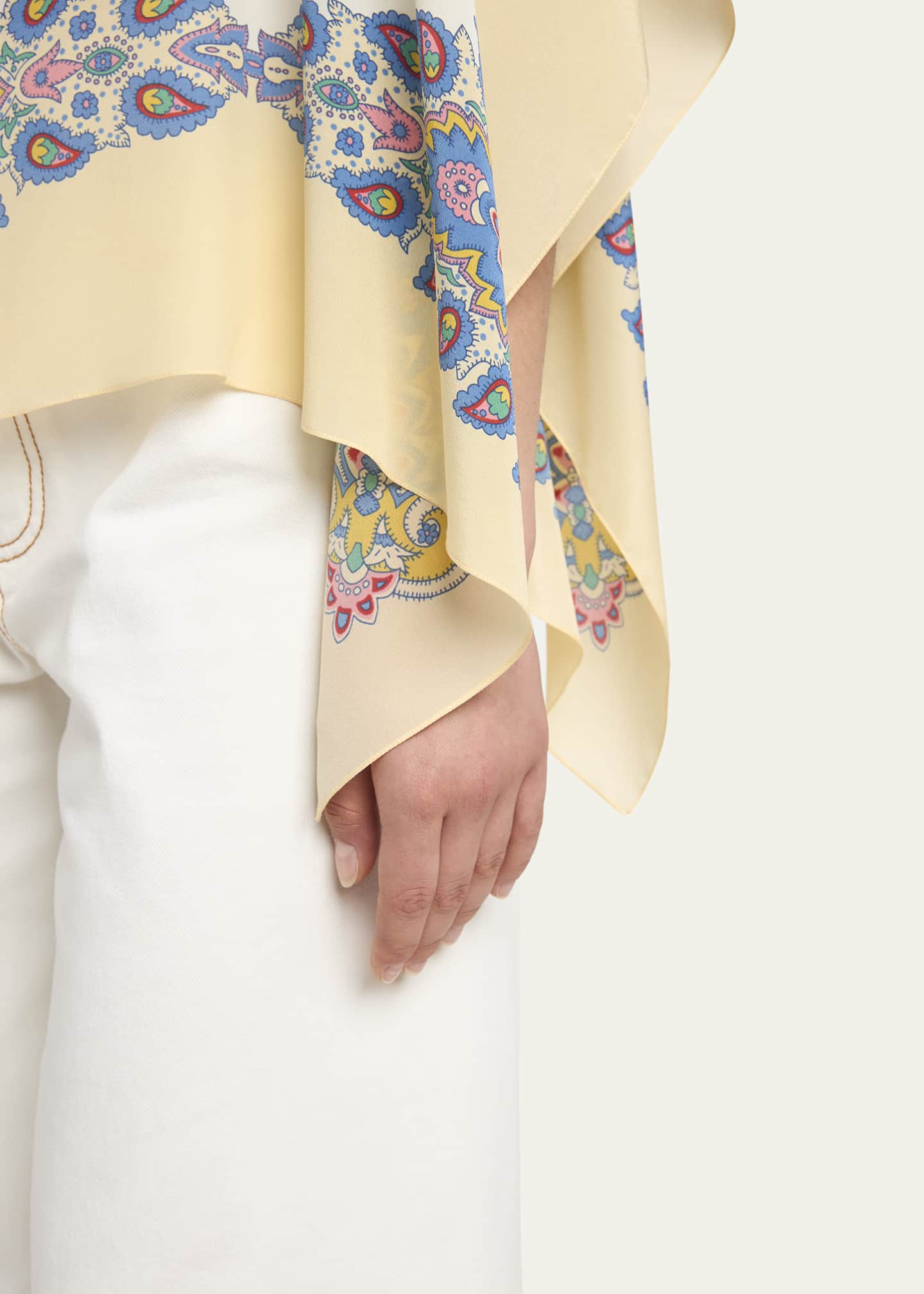 Etro Paisley-Print Silk Asymmetric Poncho Image 5 of 5