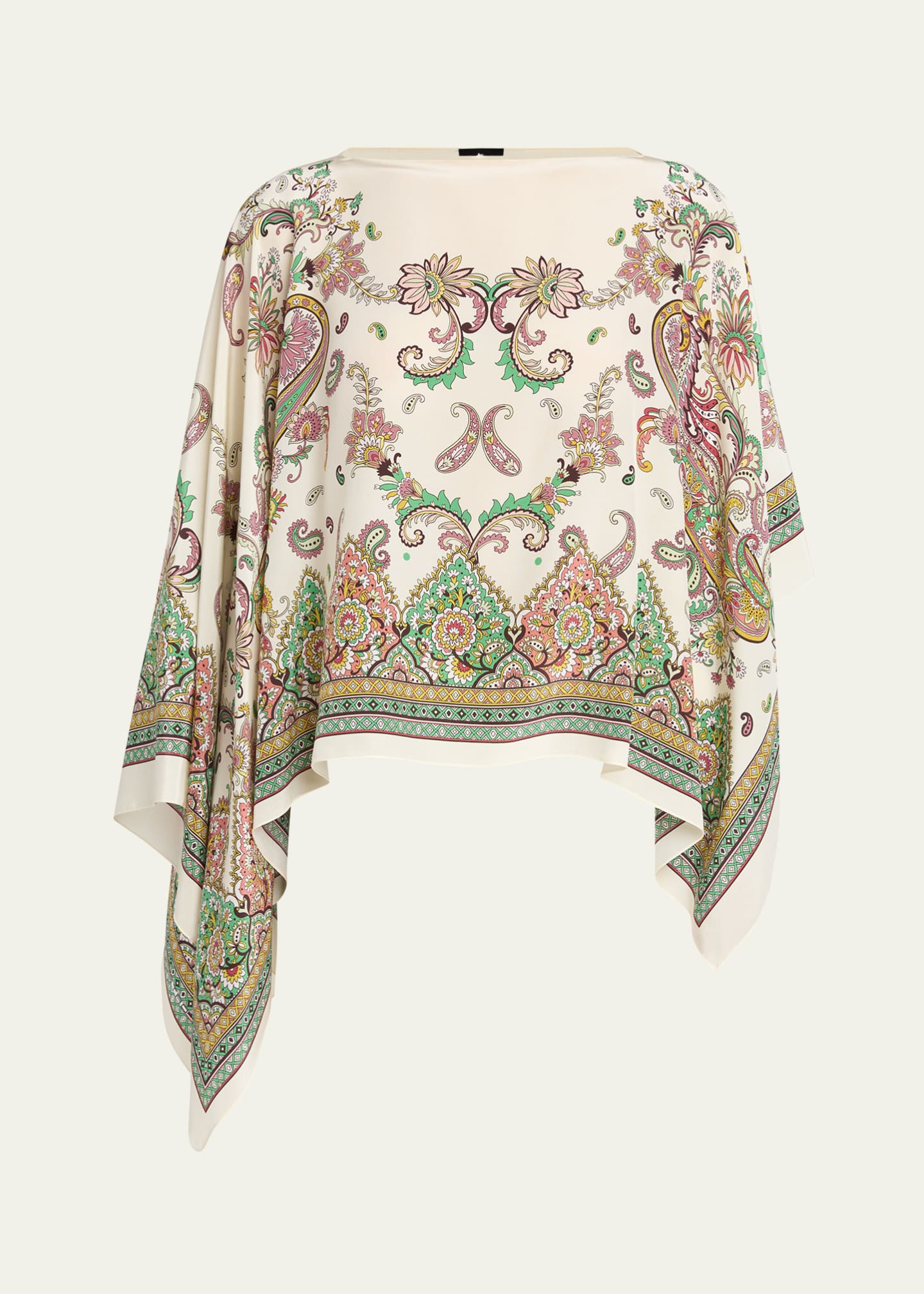 Etro Paisley-Print Silk Asymmetric Poncho Image 1 of 5