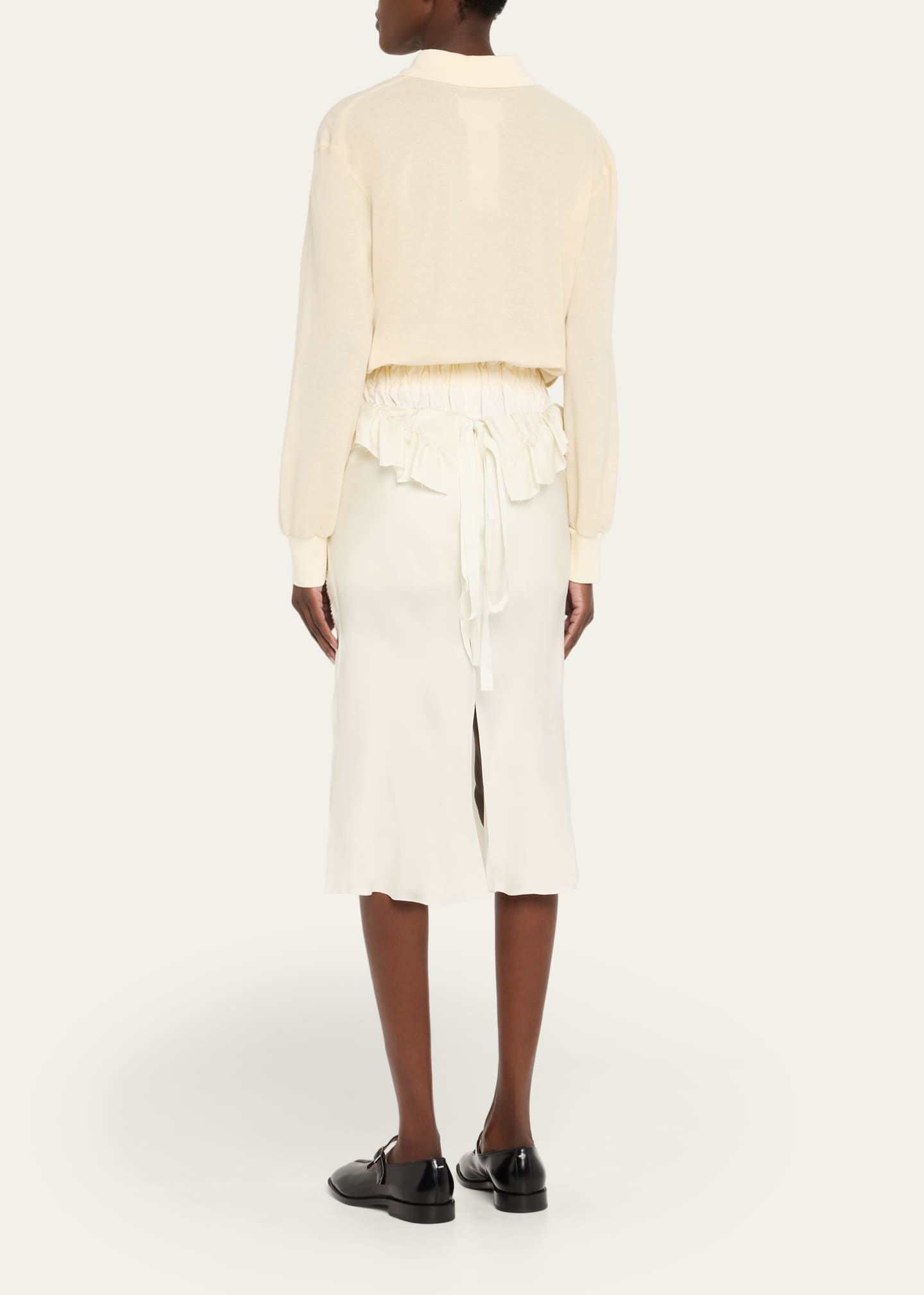 Maison Margiela Mixed-Media Silk Midi Polo Dress - Bergdorf