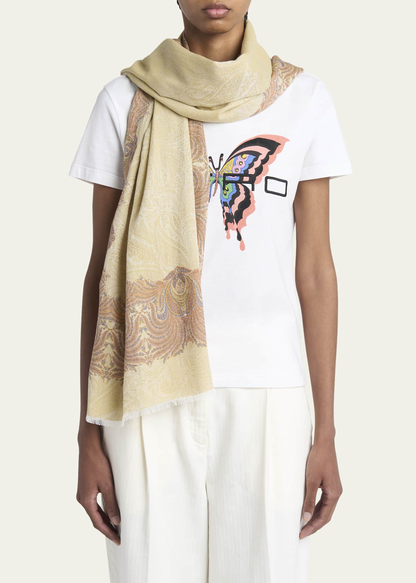 Etro Orfeo Paisley Border Jacquard Scarf Image 3 of 3