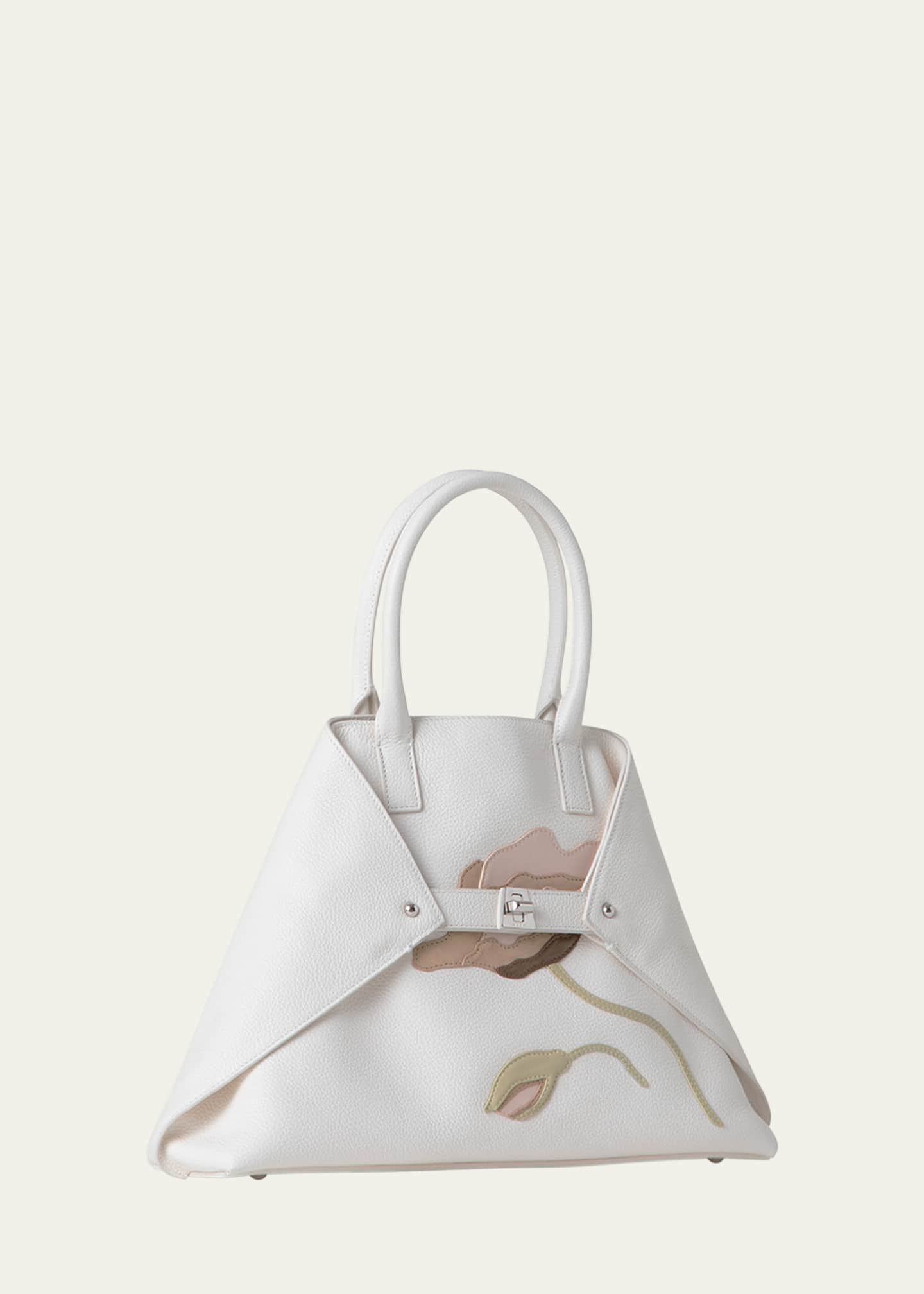 Akris Ai Small Flower Leather Top-Handle Bag Image 2 of 5