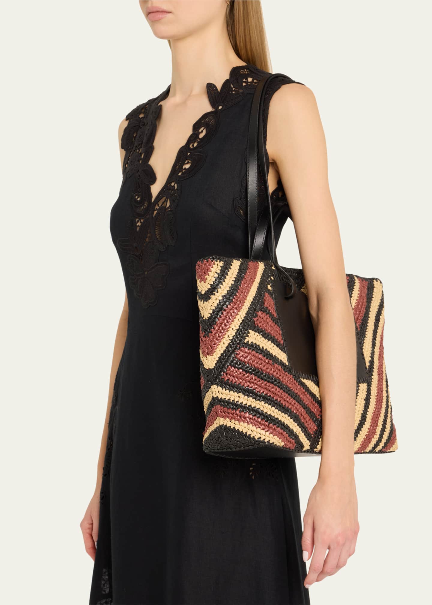 Ulla Johnson Lali Large Striped Raffia Tote Bag Image 2 of 6
