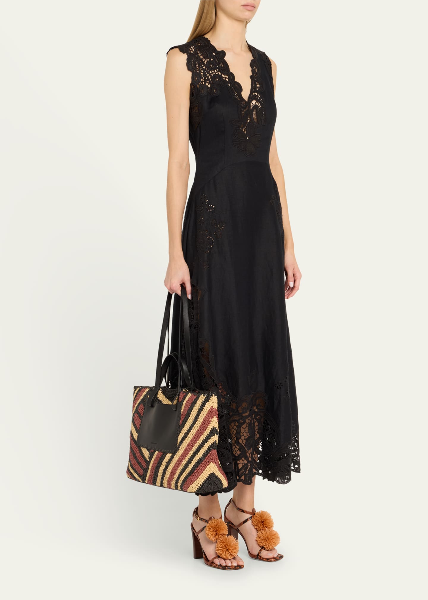Ulla Johnson Lali Large Striped Raffia Tote Bag Image 5 of 6