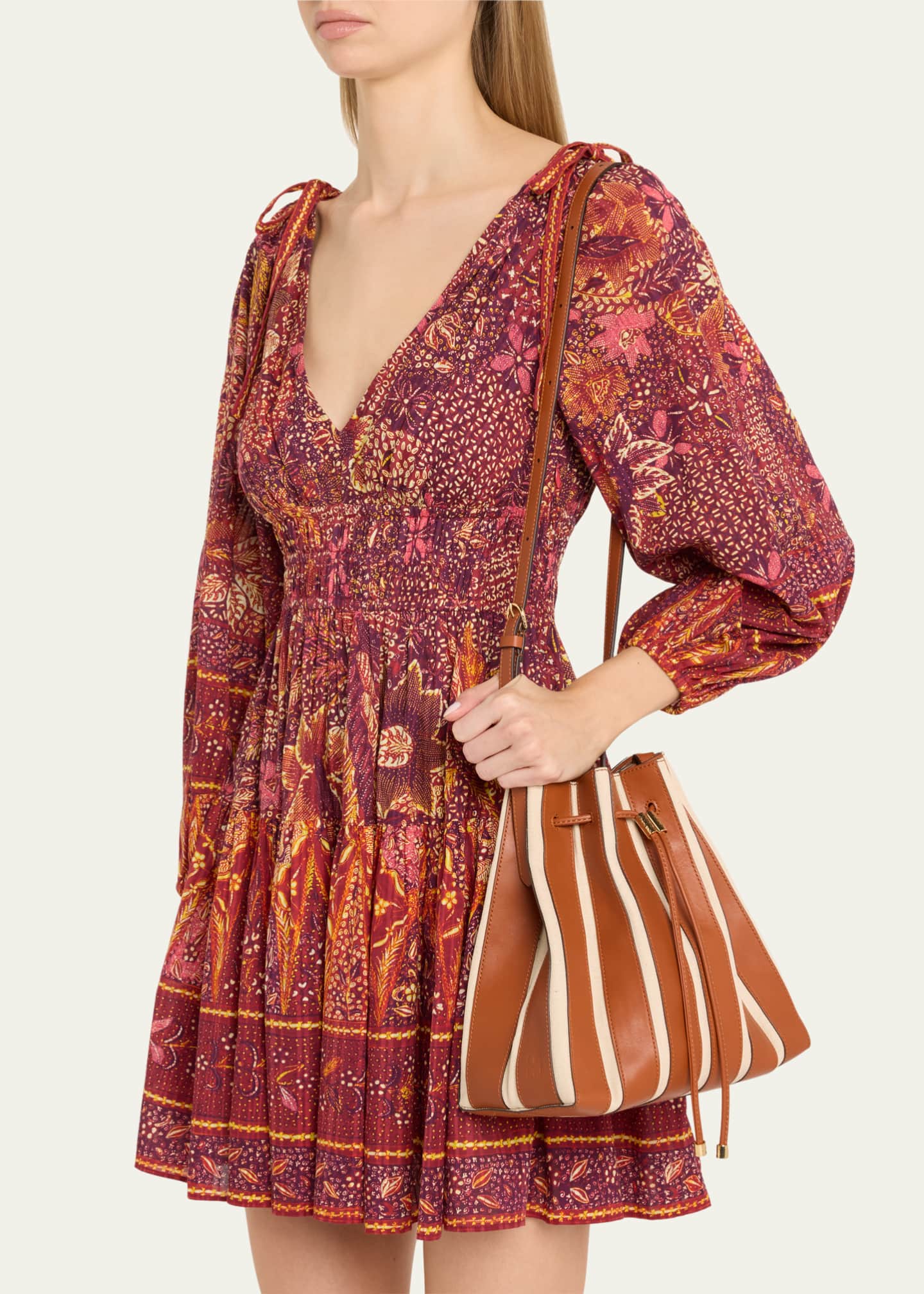 Ulla Johnson Alma Everyday Pleated Leather Bucket Bag Image 2 of 6