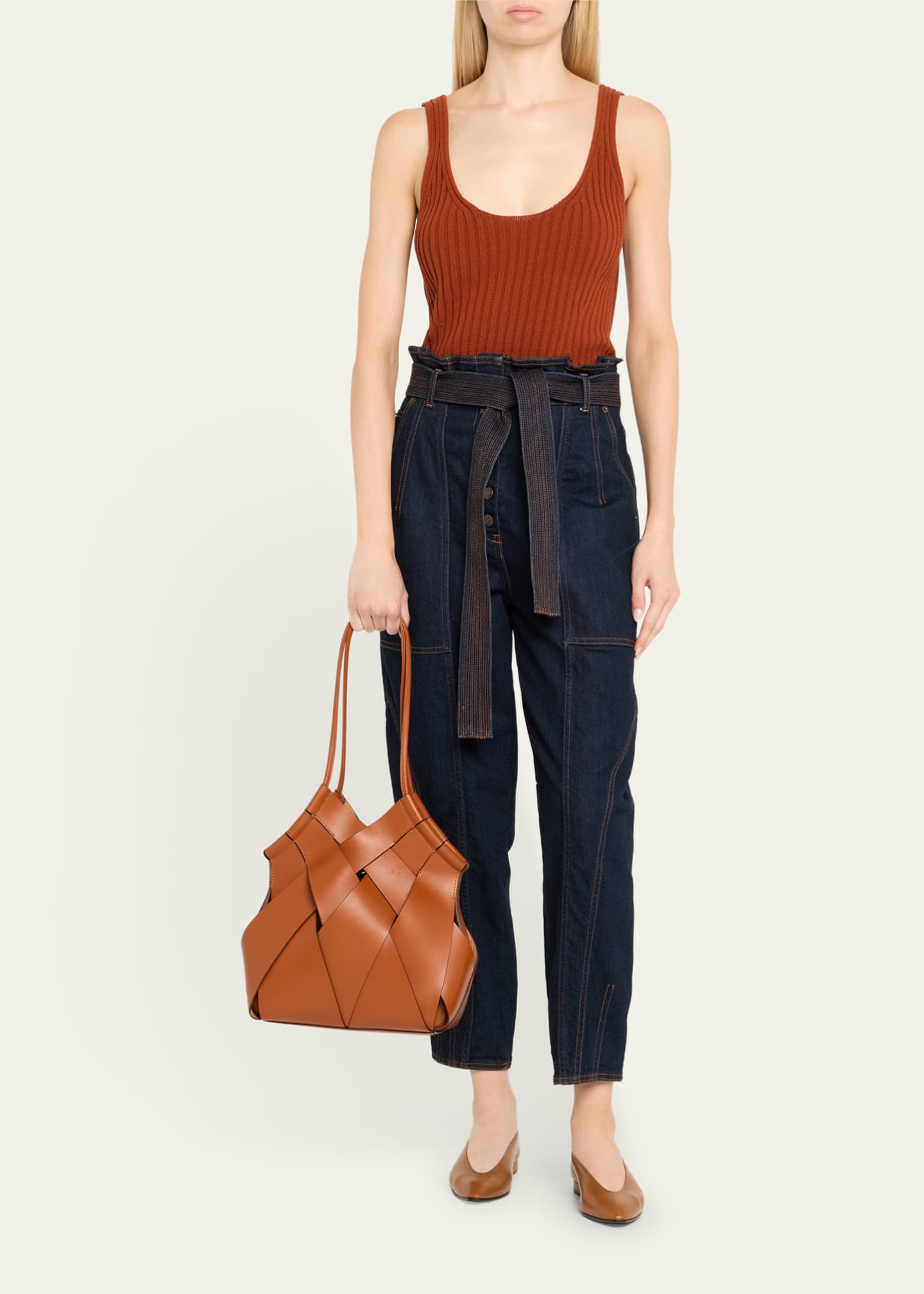 Ulla Johnson Charlotte Woven Leather Tote Bag Image 5 of 6