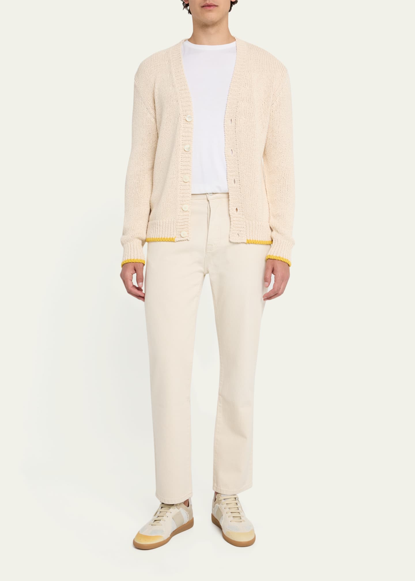 Bergdorf Goodman Men's Cotton Contrast-Trim Cardigan Image 2 of 5