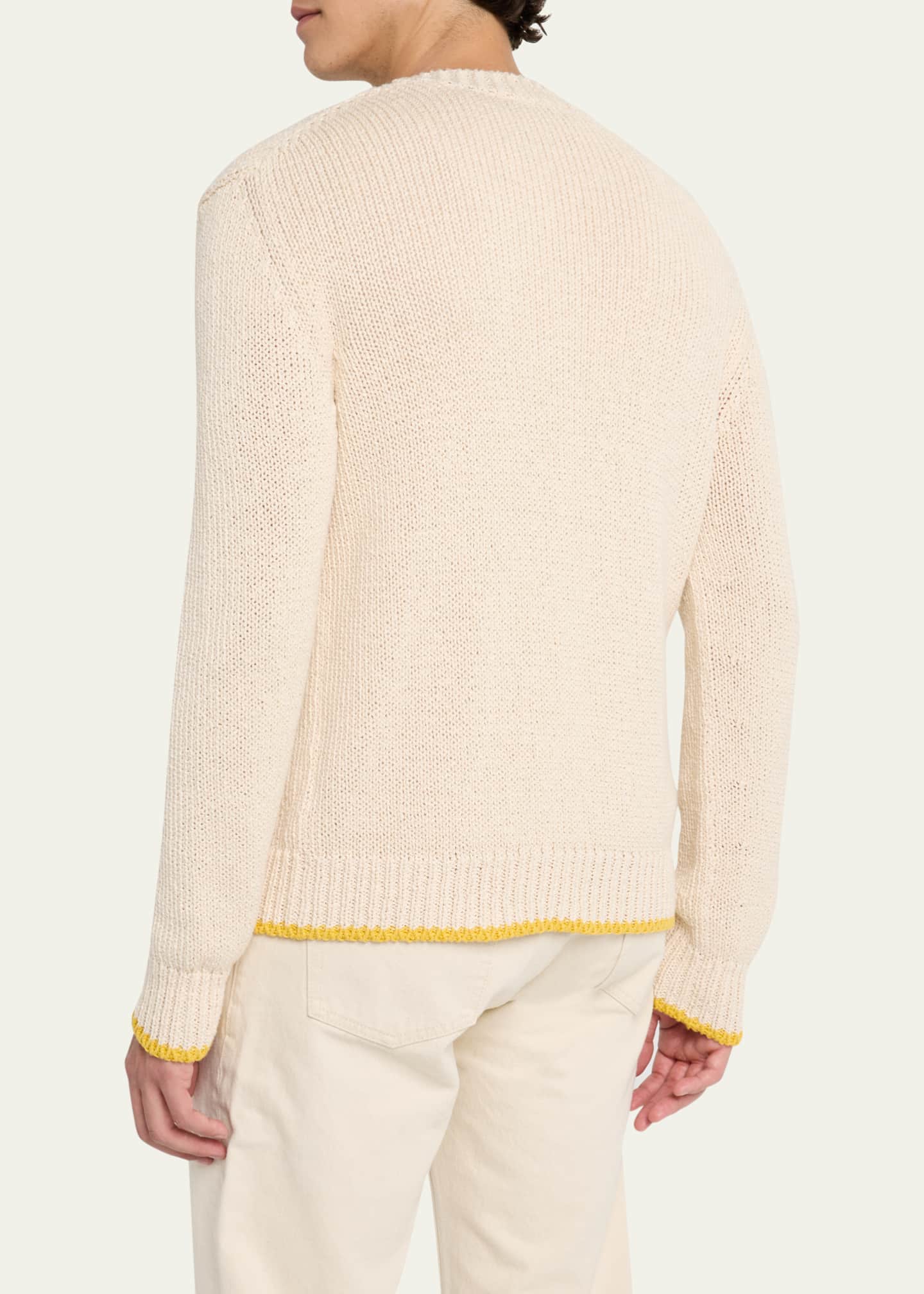 Bergdorf Goodman Men's Cotton Contrast-Trim Cardigan Image 3 of 5