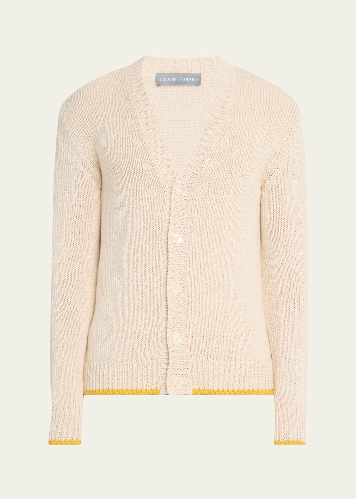 Bergdorf Goodman Men's Cotton Contrast-Trim Cardigan Image 1 of 5