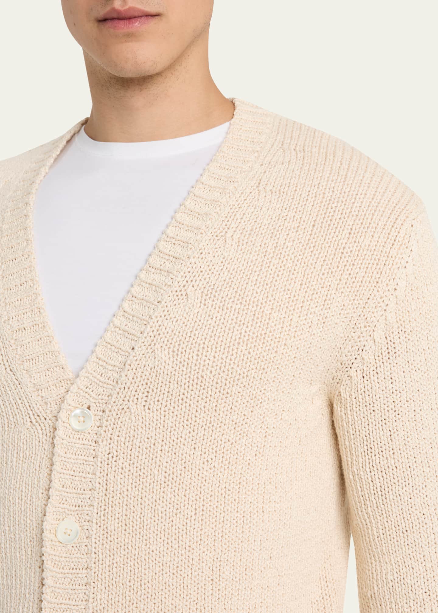 Bergdorf Goodman Men's Cotton Contrast-Trim Cardigan Image 5 of 5