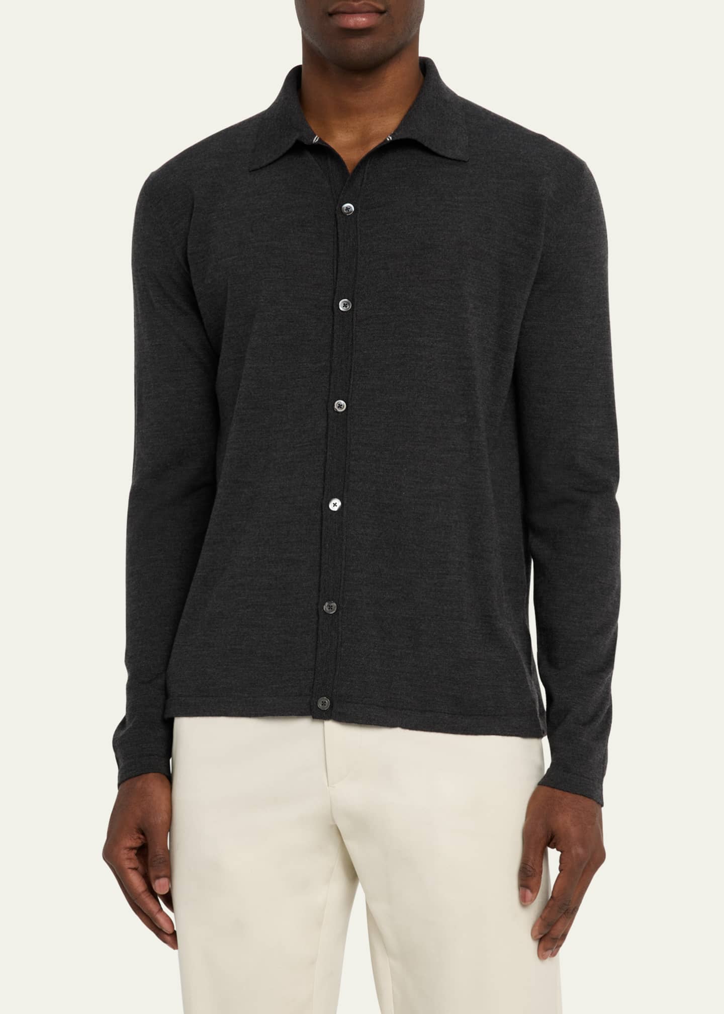 Bergdorf Goodman Men's Wool Overshirt Cardigan Image 4 of 5