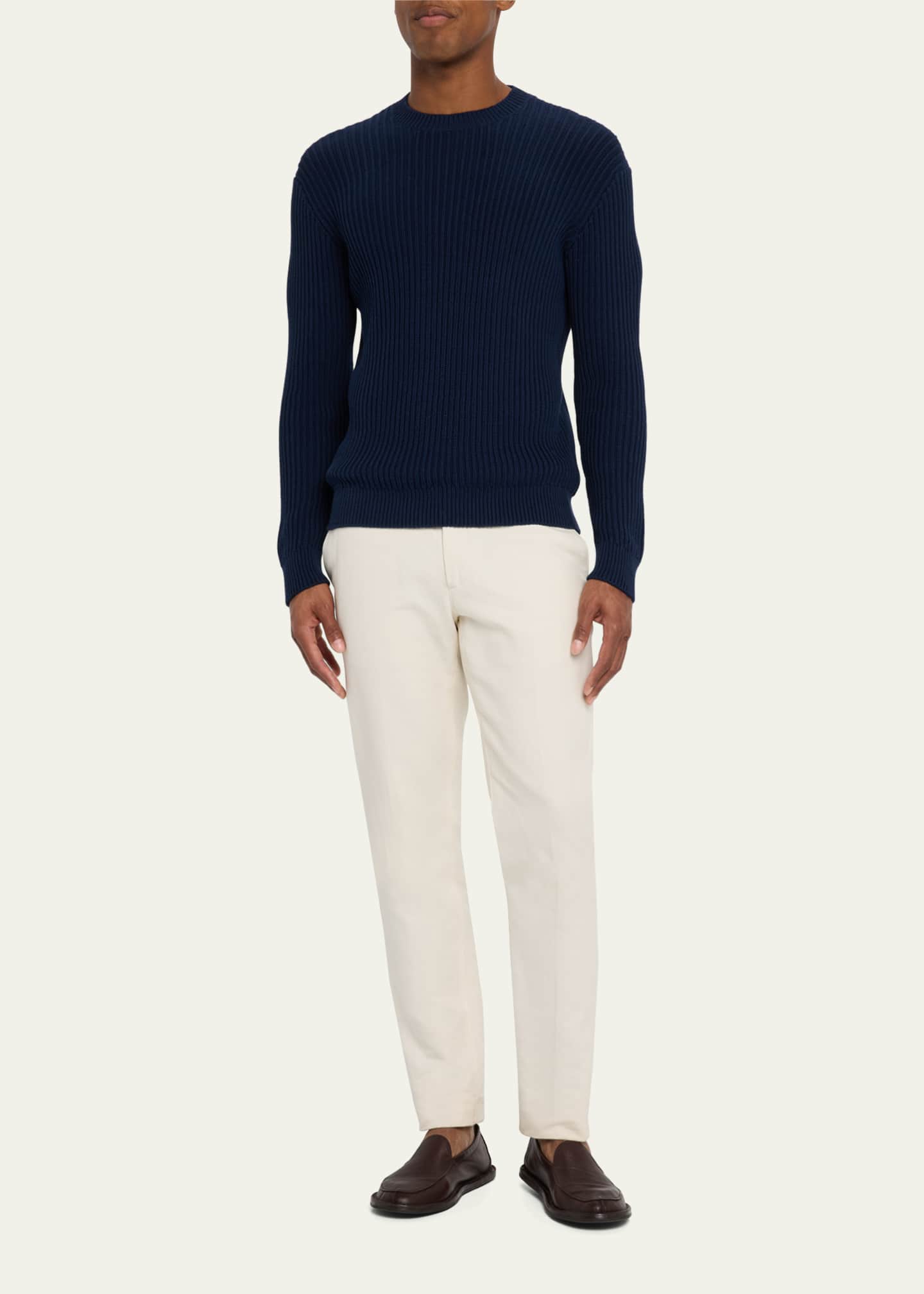 Bergdorf Goodman Men's Wide Rib Cotton Crewneck Sweater Image 2 of 5