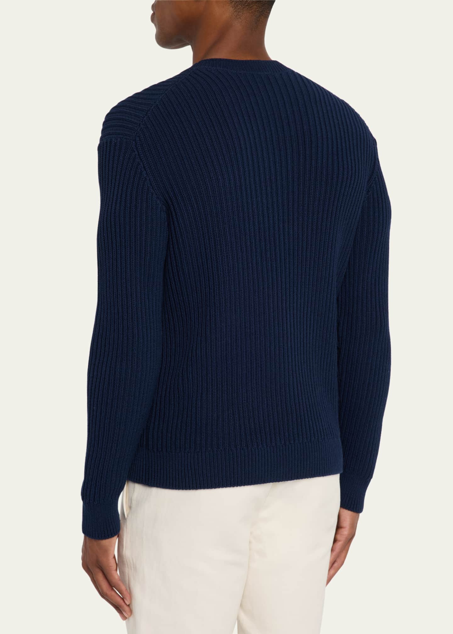 Bergdorf Goodman Men's Wide Rib Cotton Crewneck Sweater Image 3 of 5