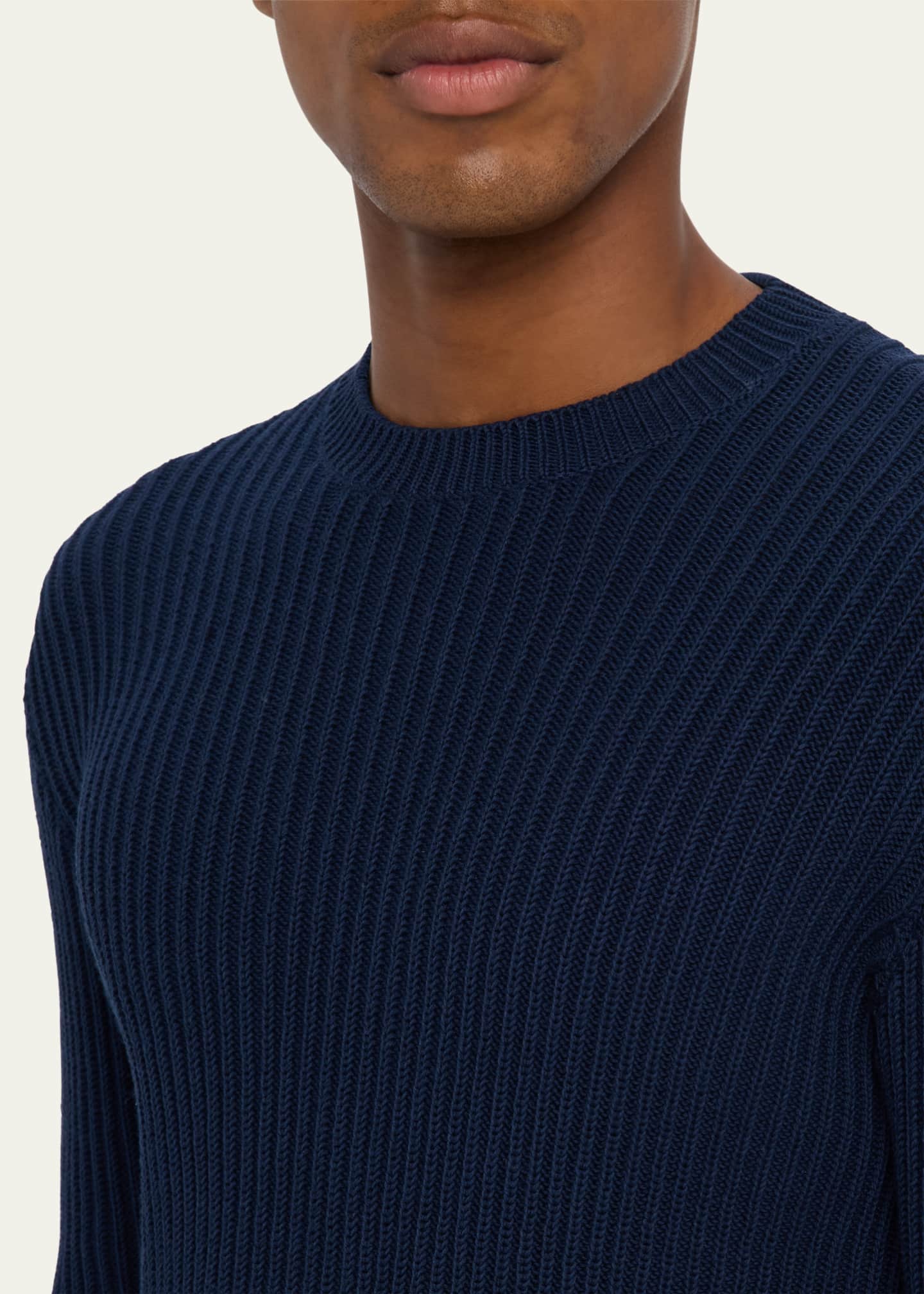 Bergdorf Goodman Men's Wide Rib Cotton Crewneck Sweater Image 5 of 5