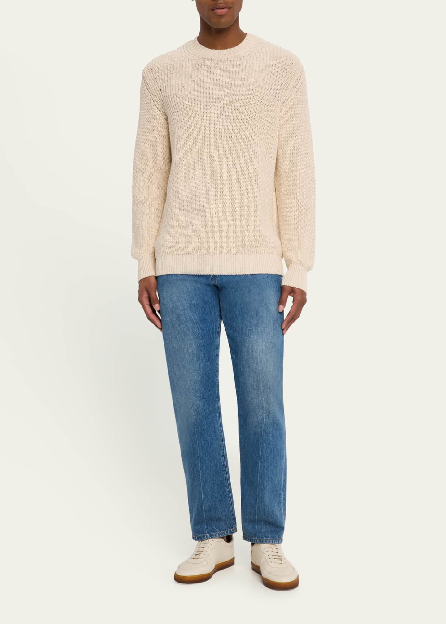 Bergdorf Goodman Men's Summer Cotton Rib Crewneck Sweater Image 2 of 5