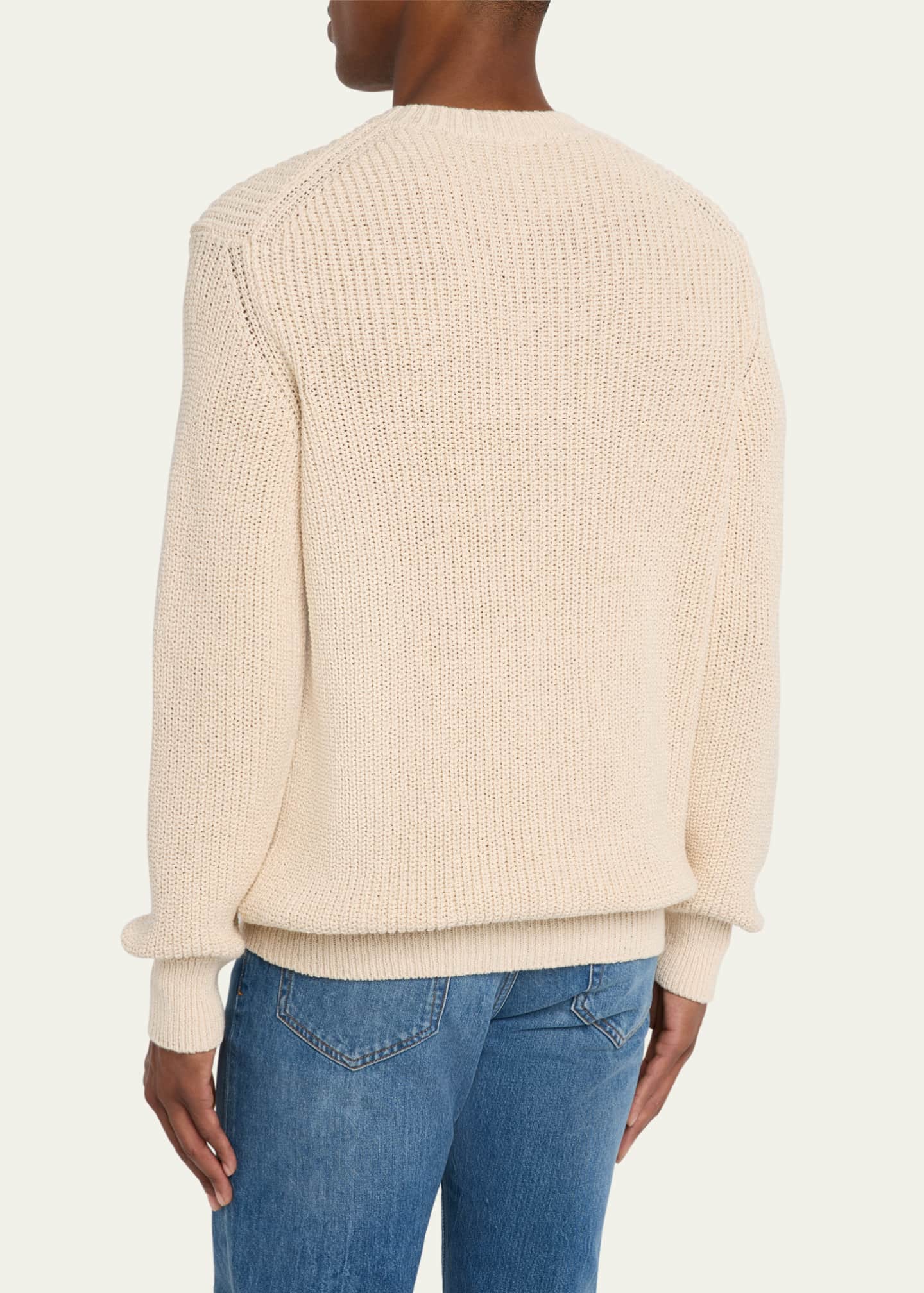 Bergdorf Goodman Men's Summer Cotton Rib Crewneck Sweater Image 3 of 5
