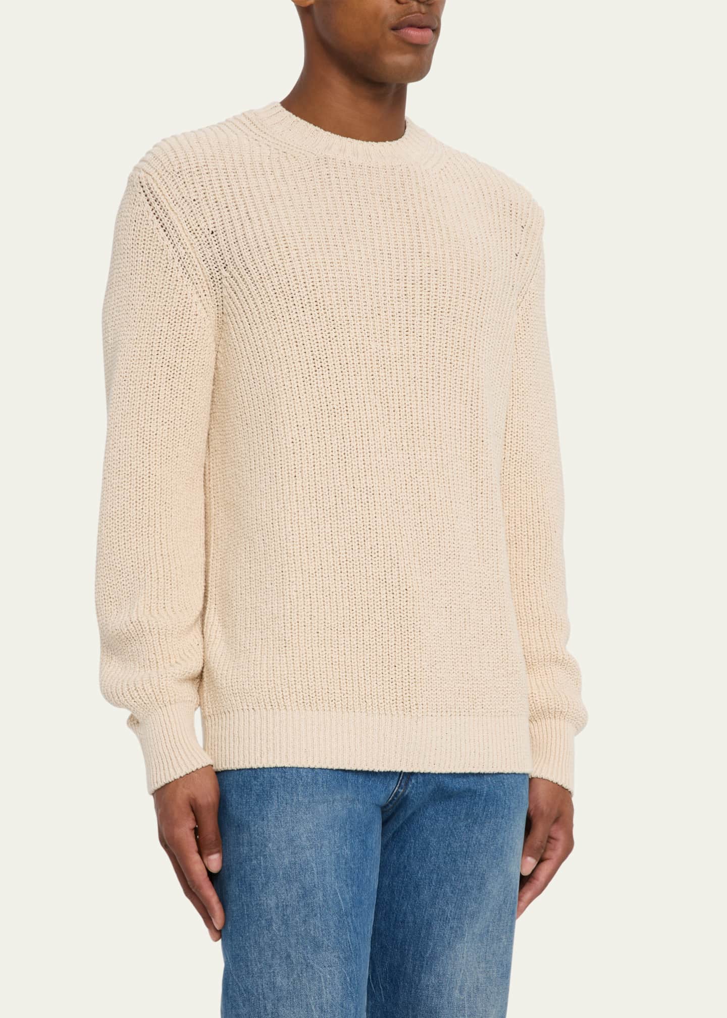 Bergdorf Goodman Men's Summer Cotton Rib Crewneck Sweater Image 4 of 5