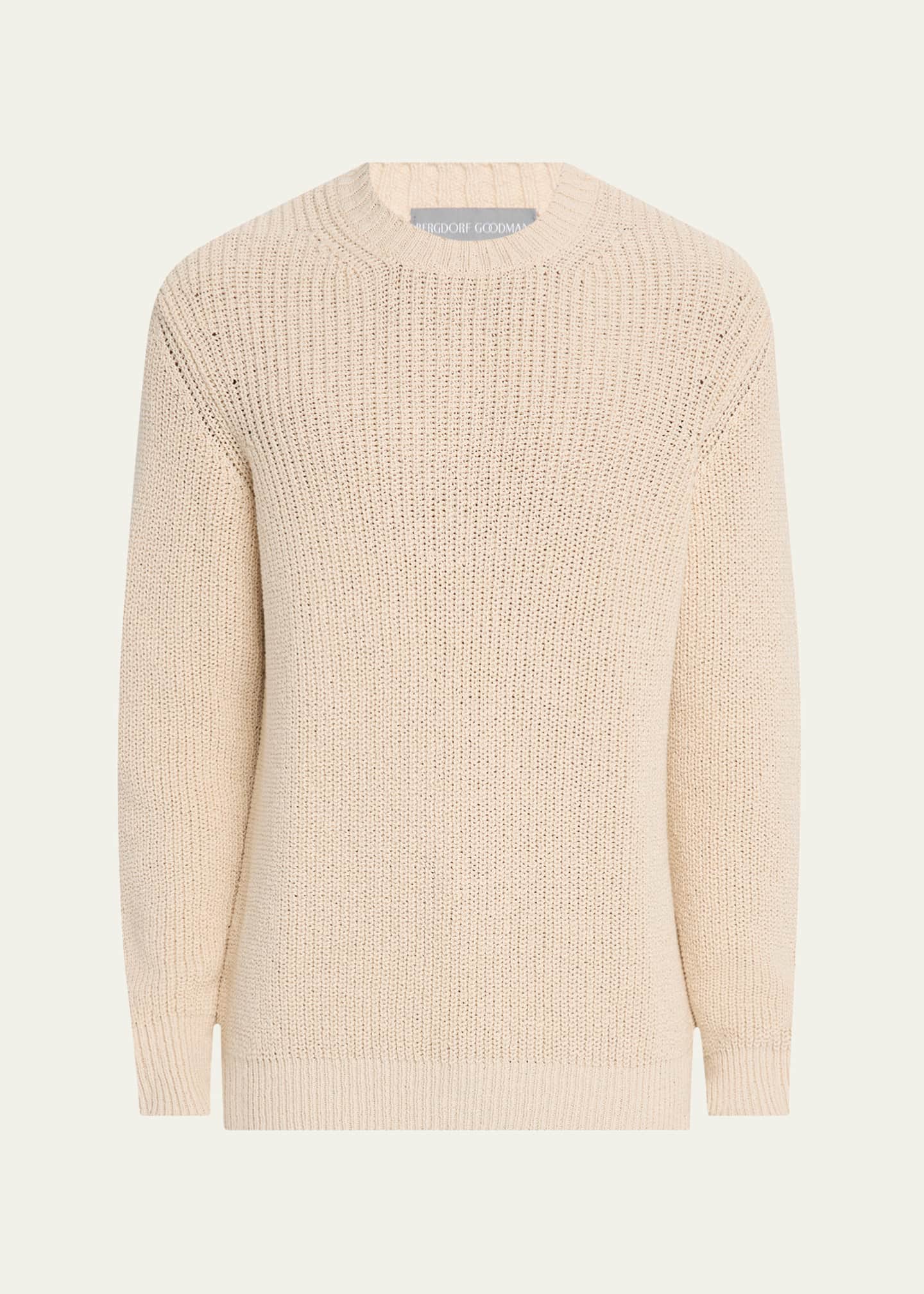 Bergdorf Goodman Men's Summer Cotton Rib Crewneck Sweater Image 1 of 5