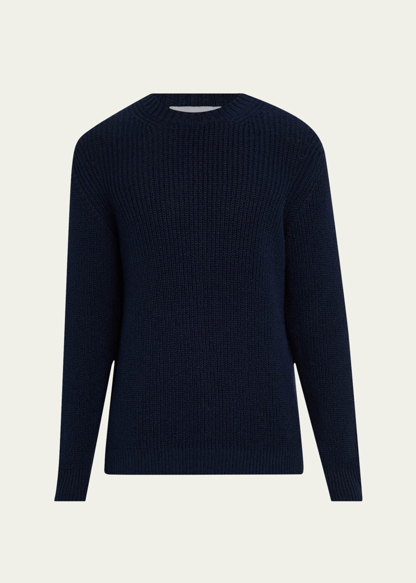 Bergdorf Goodman Men's Summer Cotton Rib Crewneck Sweater Image 1 of 5
