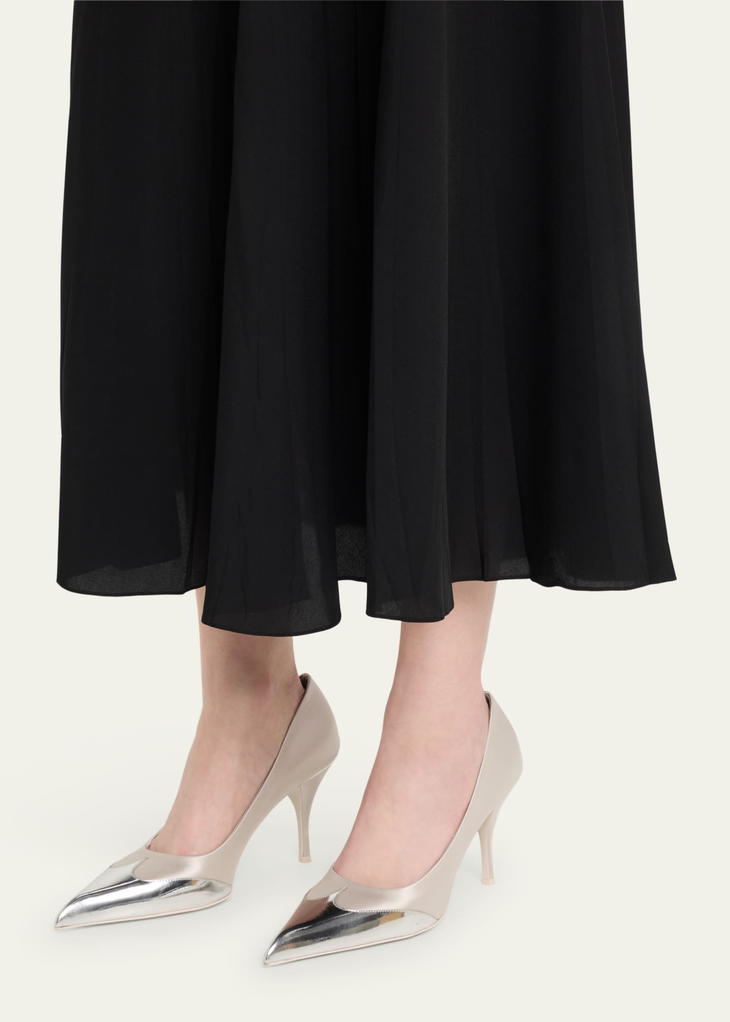 Prada Satin Metallic Leather Cap Toe Pumps Image 2 of 6