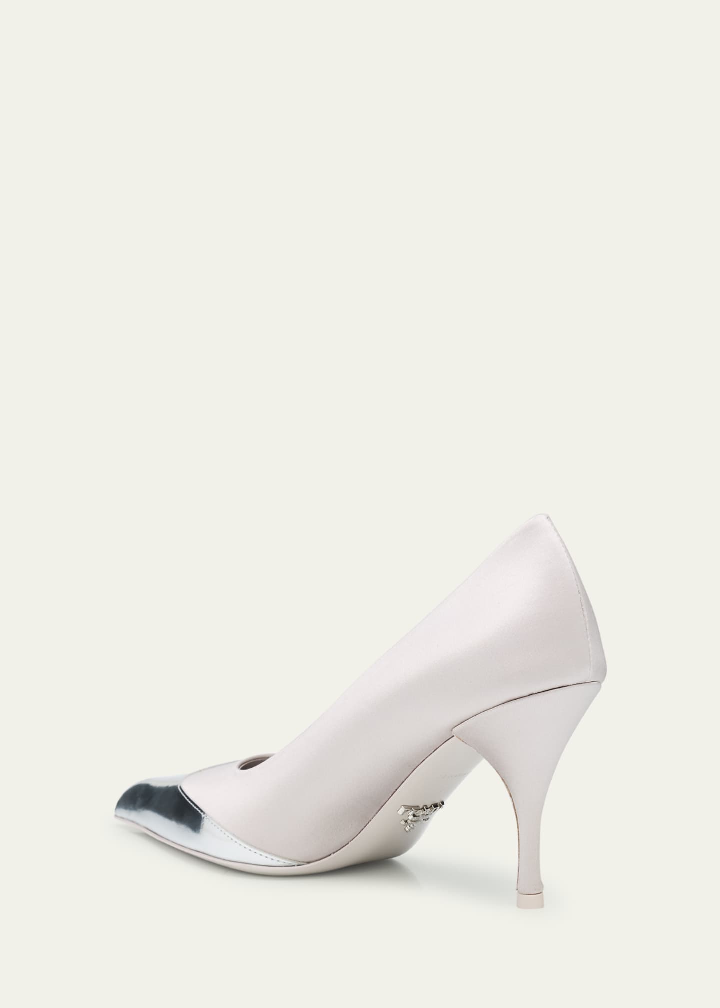 Prada Satin Metallic Leather Cap Toe Pumps Image 4 of 6