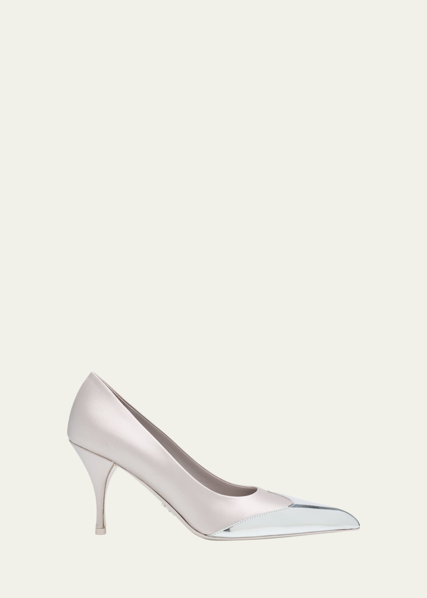Prada Satin Metallic Leather Cap Toe Pumps Image 1 of 6