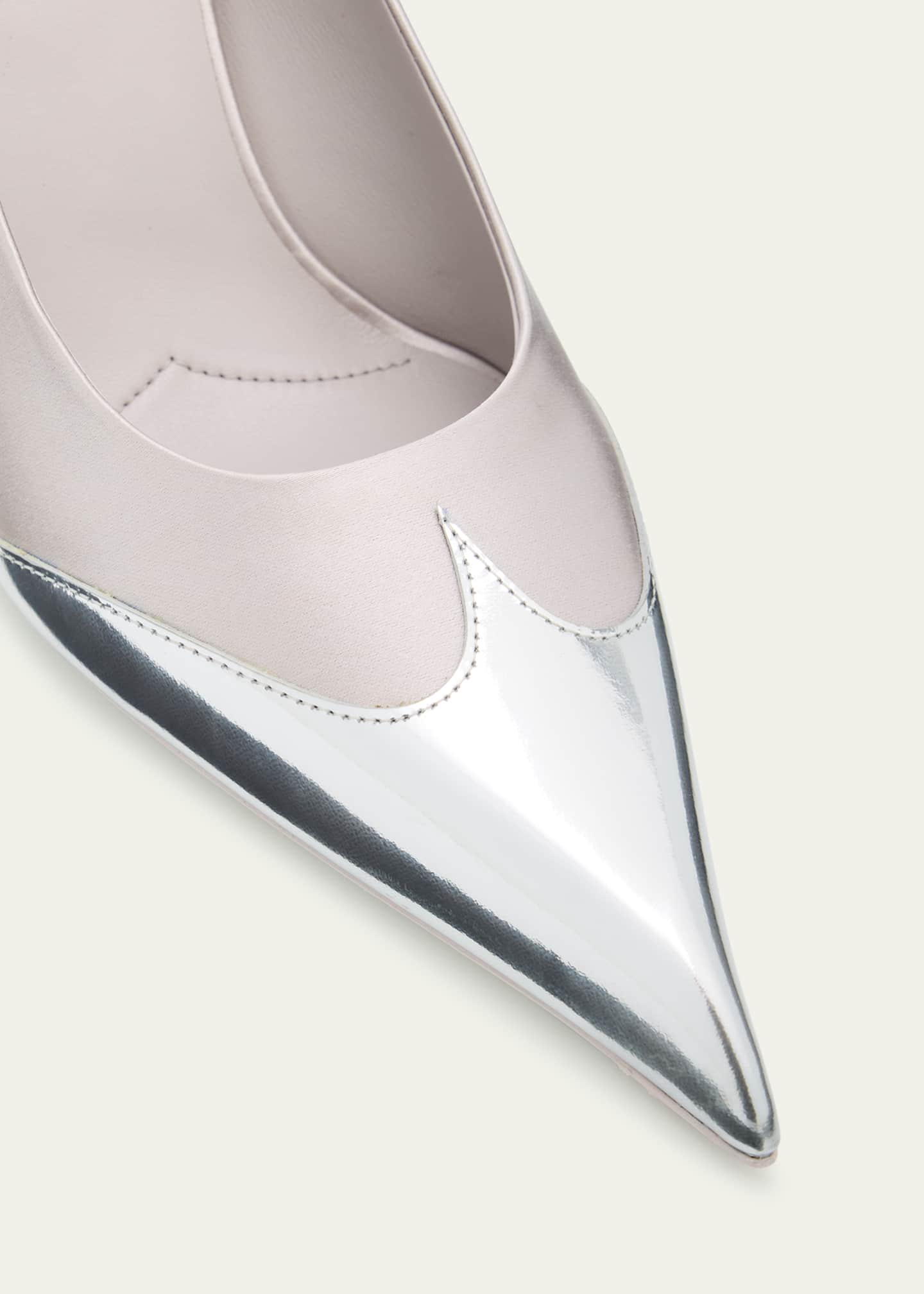 Prada Satin Metallic Leather Cap Toe Pumps Image 5 of 6