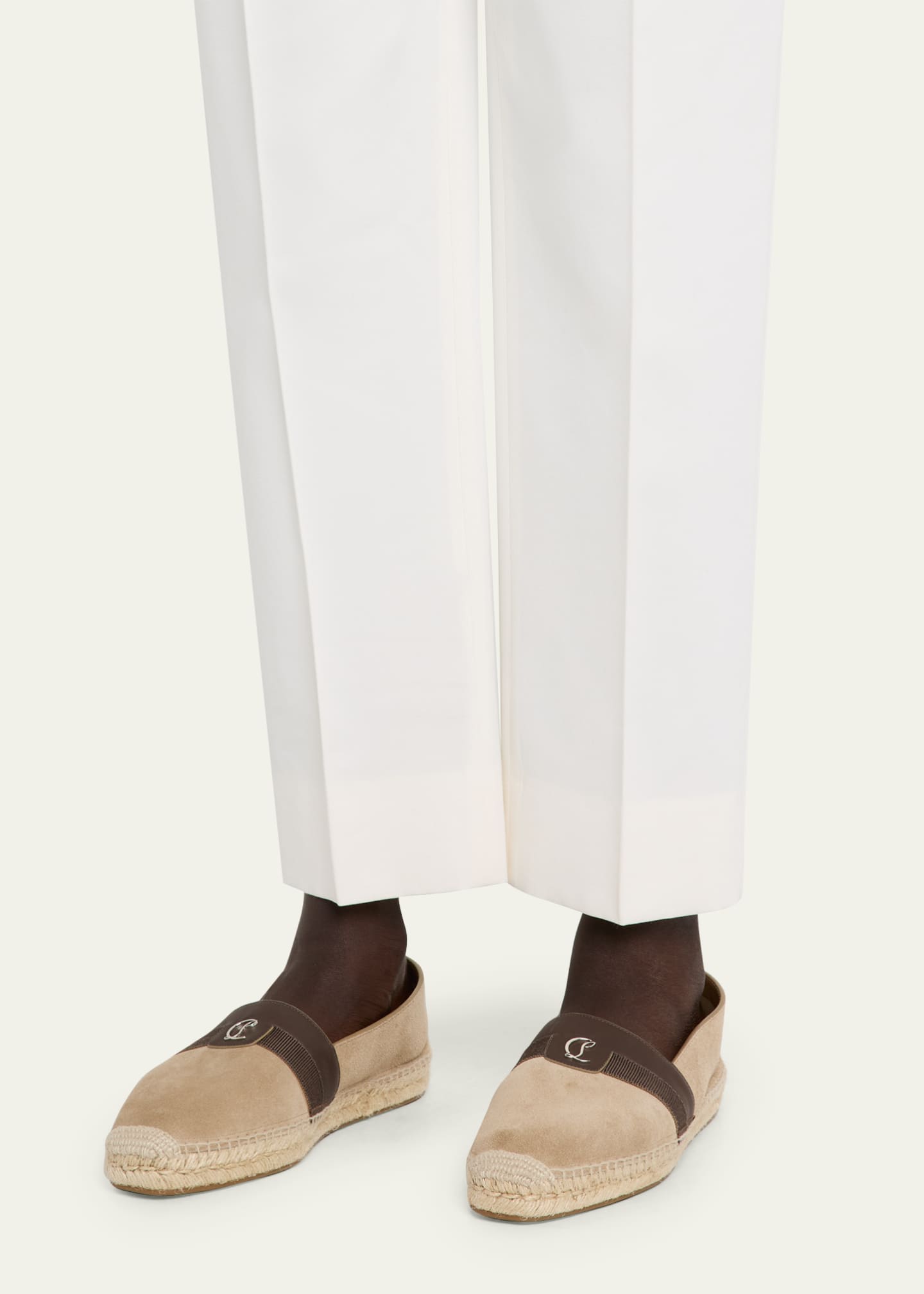 Christian Louboutin Men's Alfarica Reversed Nubuck Leather Red-Sole Espadrilles Image 2 of 6