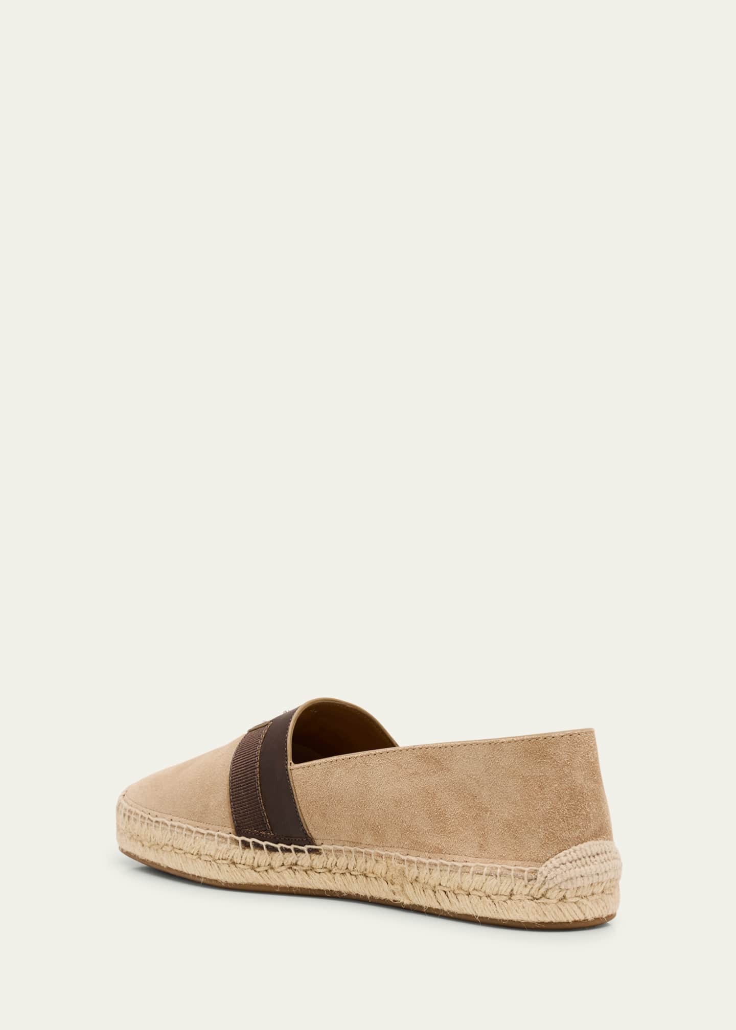 Christian Louboutin Men's Alfarica Reversed Nubuck Leather Red-Sole Espadrilles Image 4 of 6