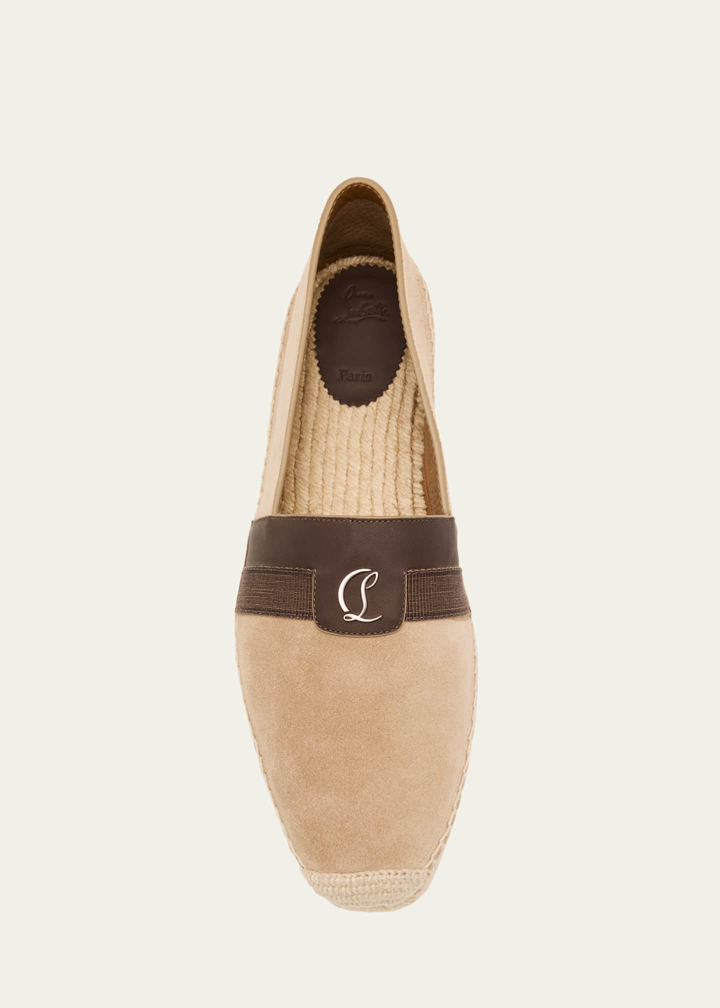 Christian Louboutin Men's Alfarica Reversed Nubuck Leather Red-Sole Espadrilles Image 6 of 6