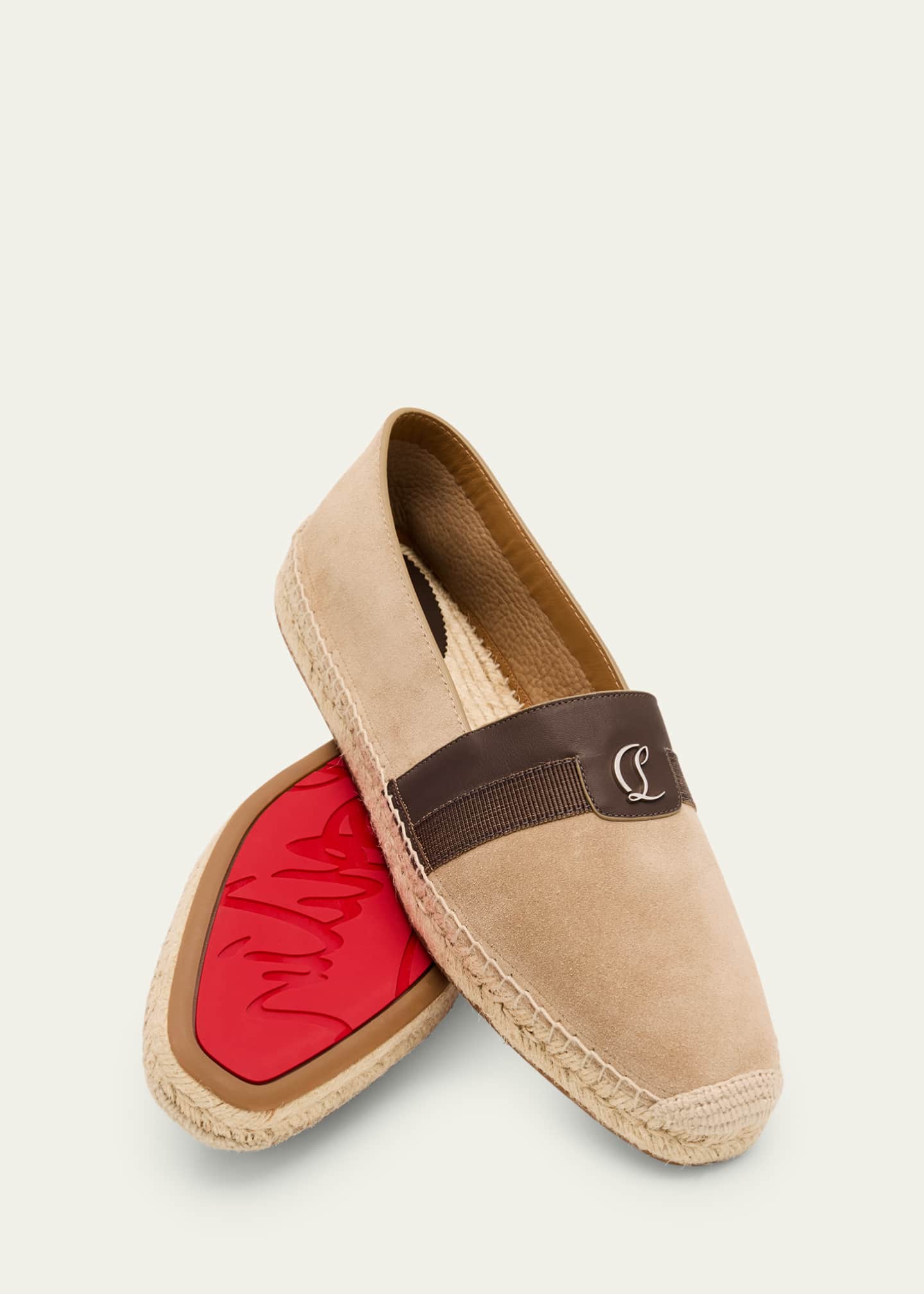 Christian Louboutin Men's Alfarica Reversed Nubuck Leather Red-Sole Espadrilles Image 5 of 6