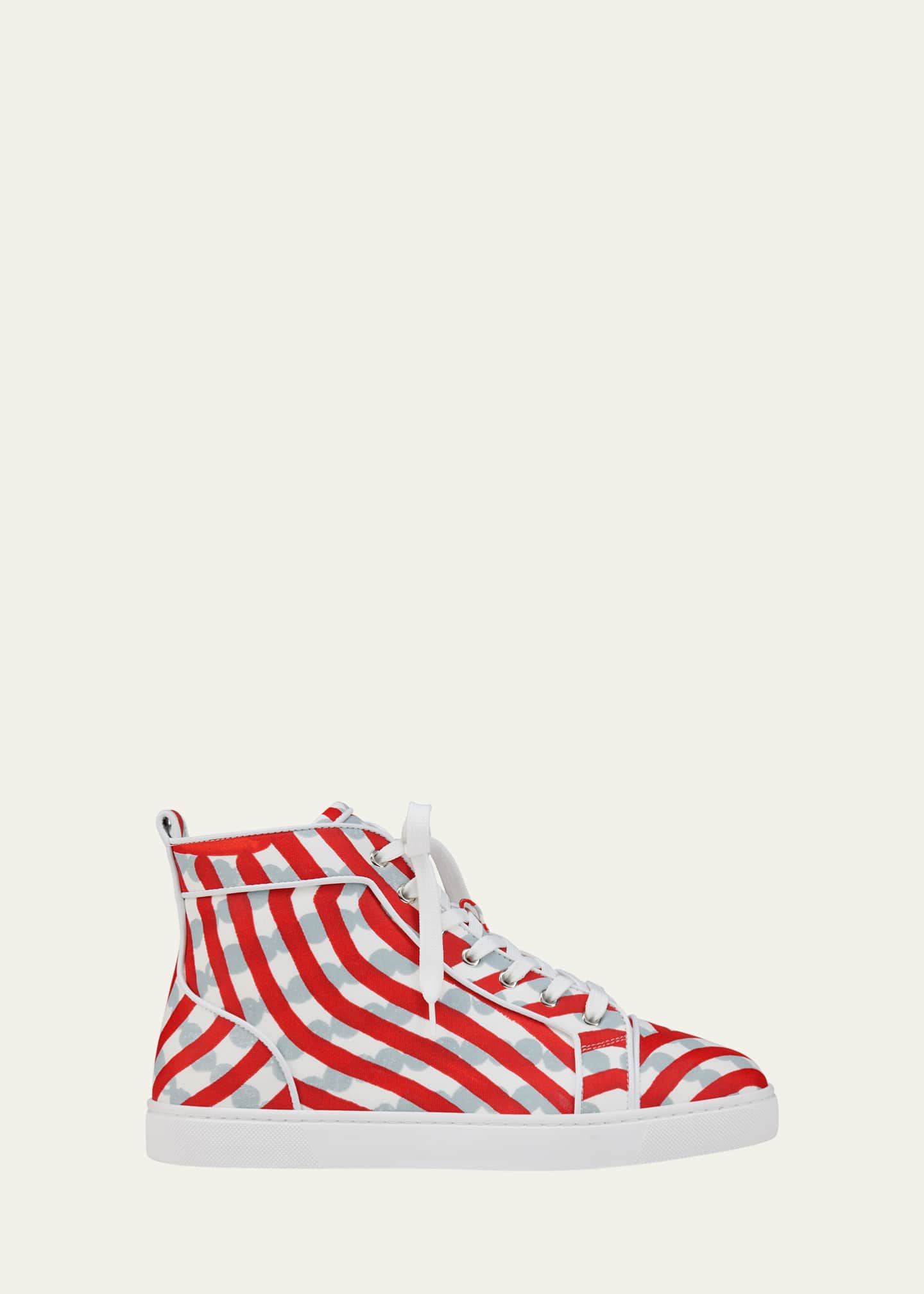 Christian Louboutin Men's Louis Orlato Toile High-Top Sneakers Image 1 of 2
