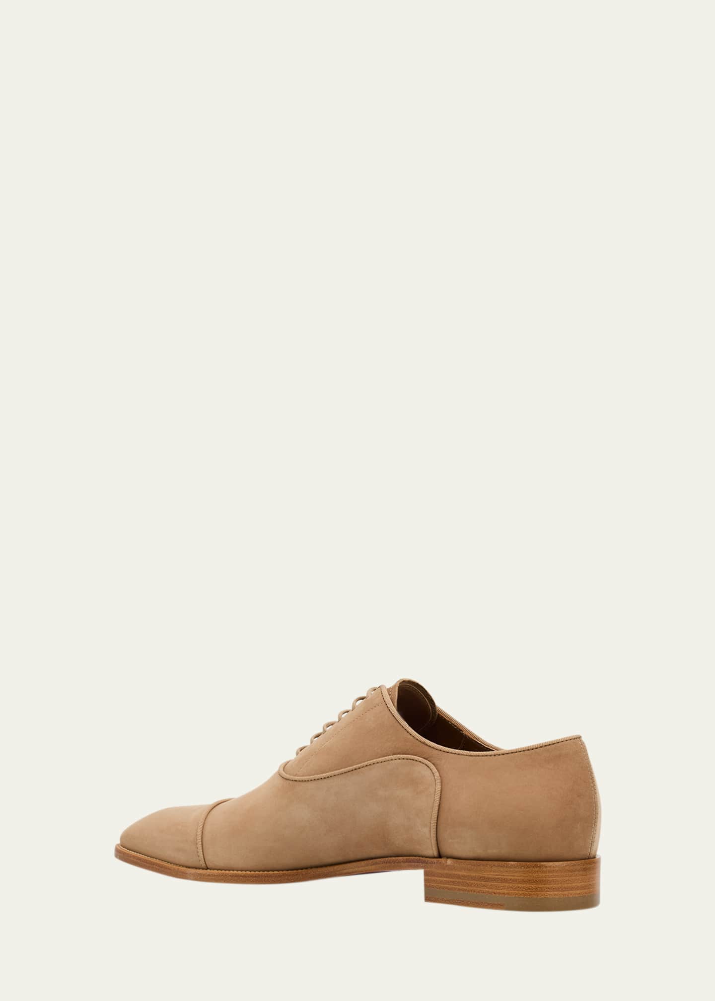 Christian Louboutin Men's Greggory Cap-Toe Nubuck Leather Oxfords Image 4 of 6