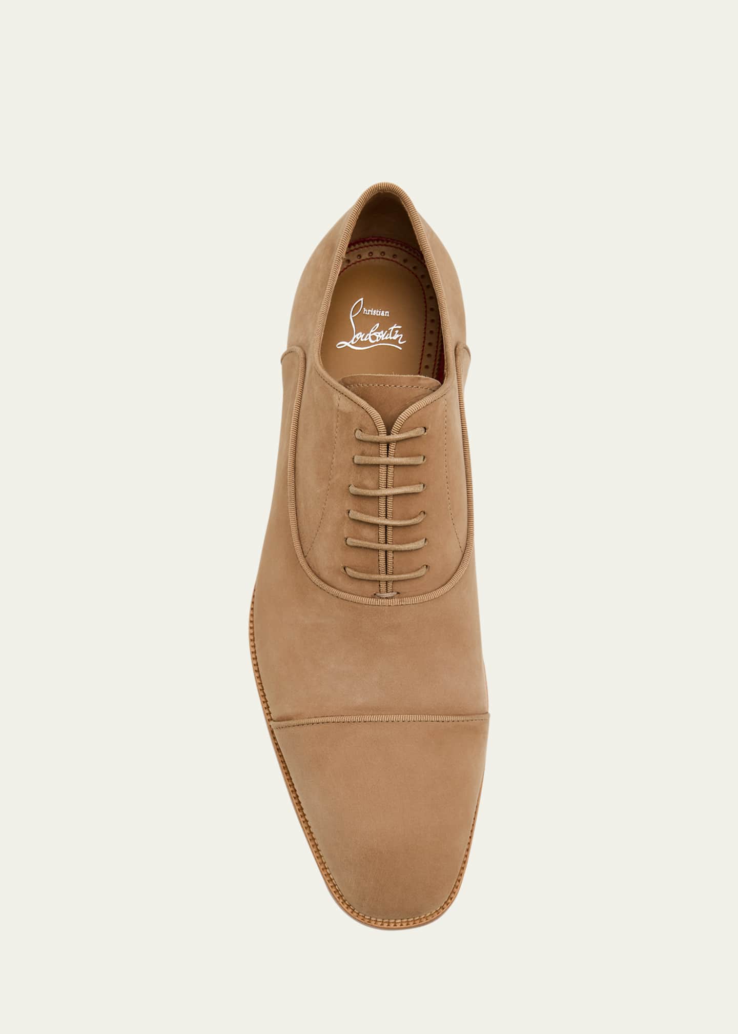 Christian Louboutin Men's Greggory Cap-Toe Nubuck Leather Oxfords Image 6 of 6