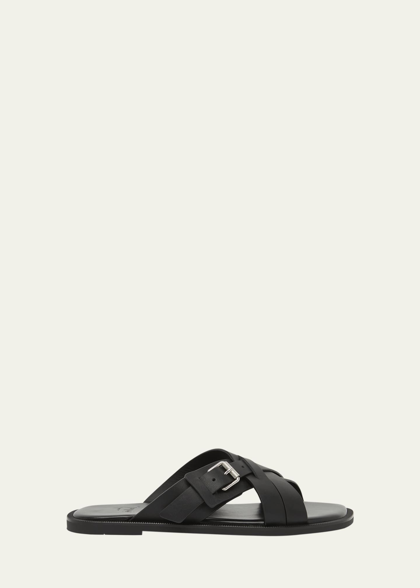 Christian Louboutin Men's Emircross Crisscross Leather Slide Sandals Image 1 of 4